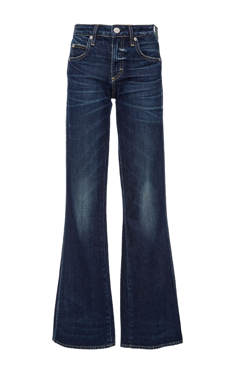 Amo Kick High Waisted Flared Jeans in Blue (dark wash) | Lyst