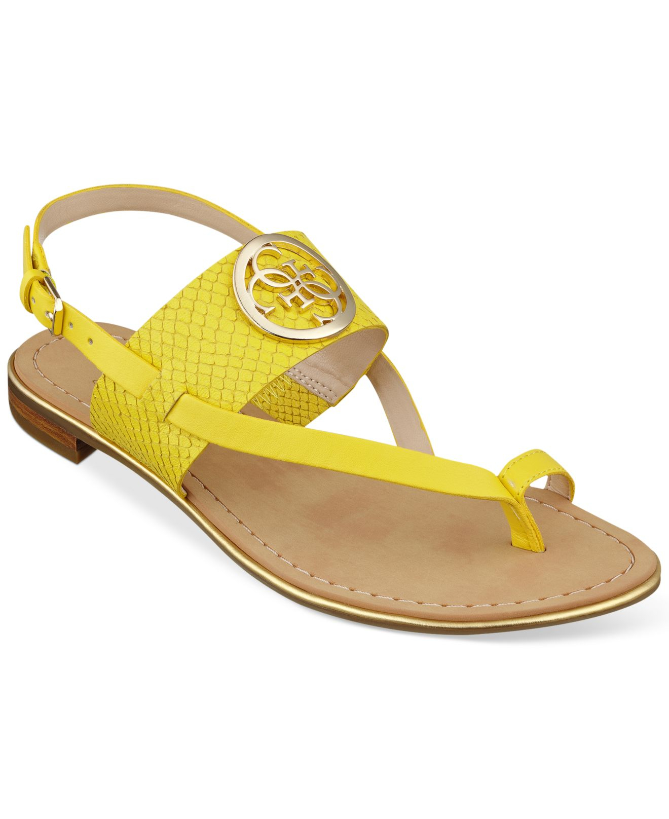 Guess Women'S Redell Flat Sandals in Yellow - Lyst