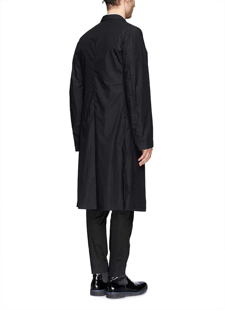 Jil Sander Cotton Trench Coat in Black for Men - Lyst