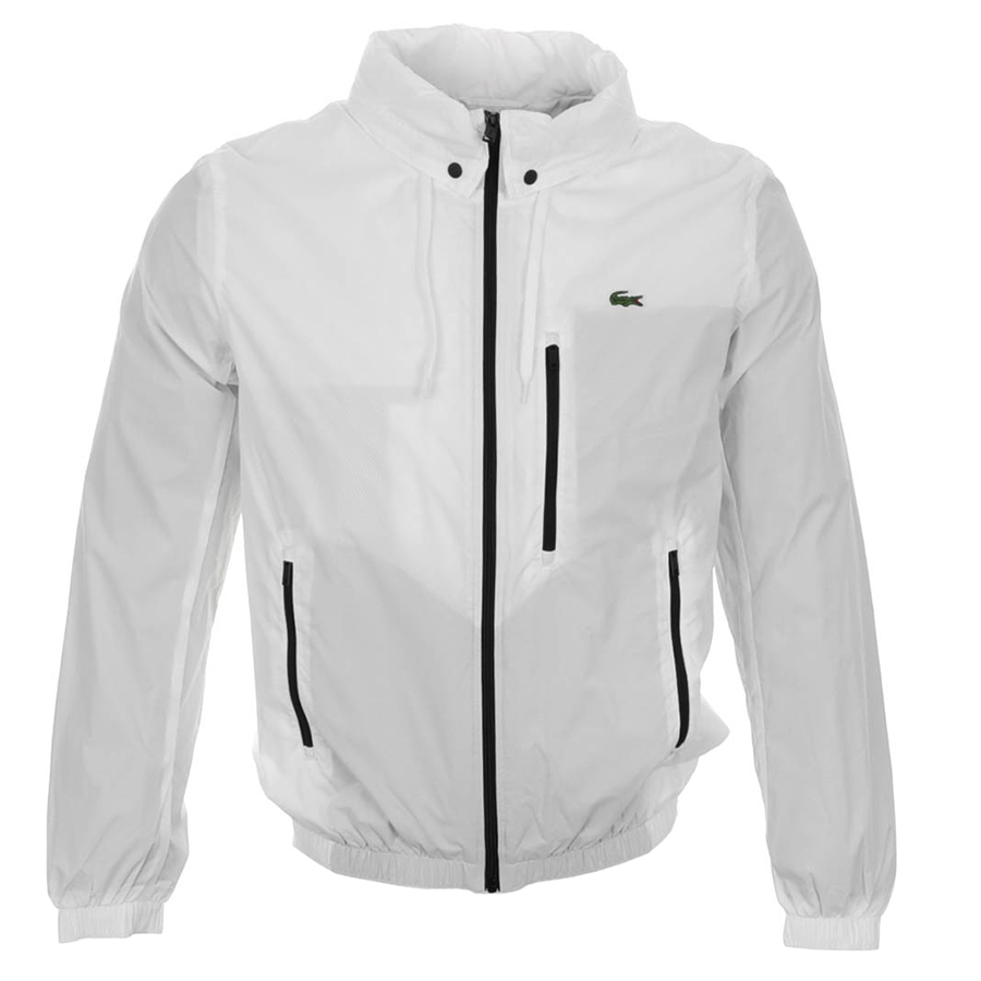 Lacoste Synthetic Zip Up Windbreaker Jacket in White for Men - Lyst
