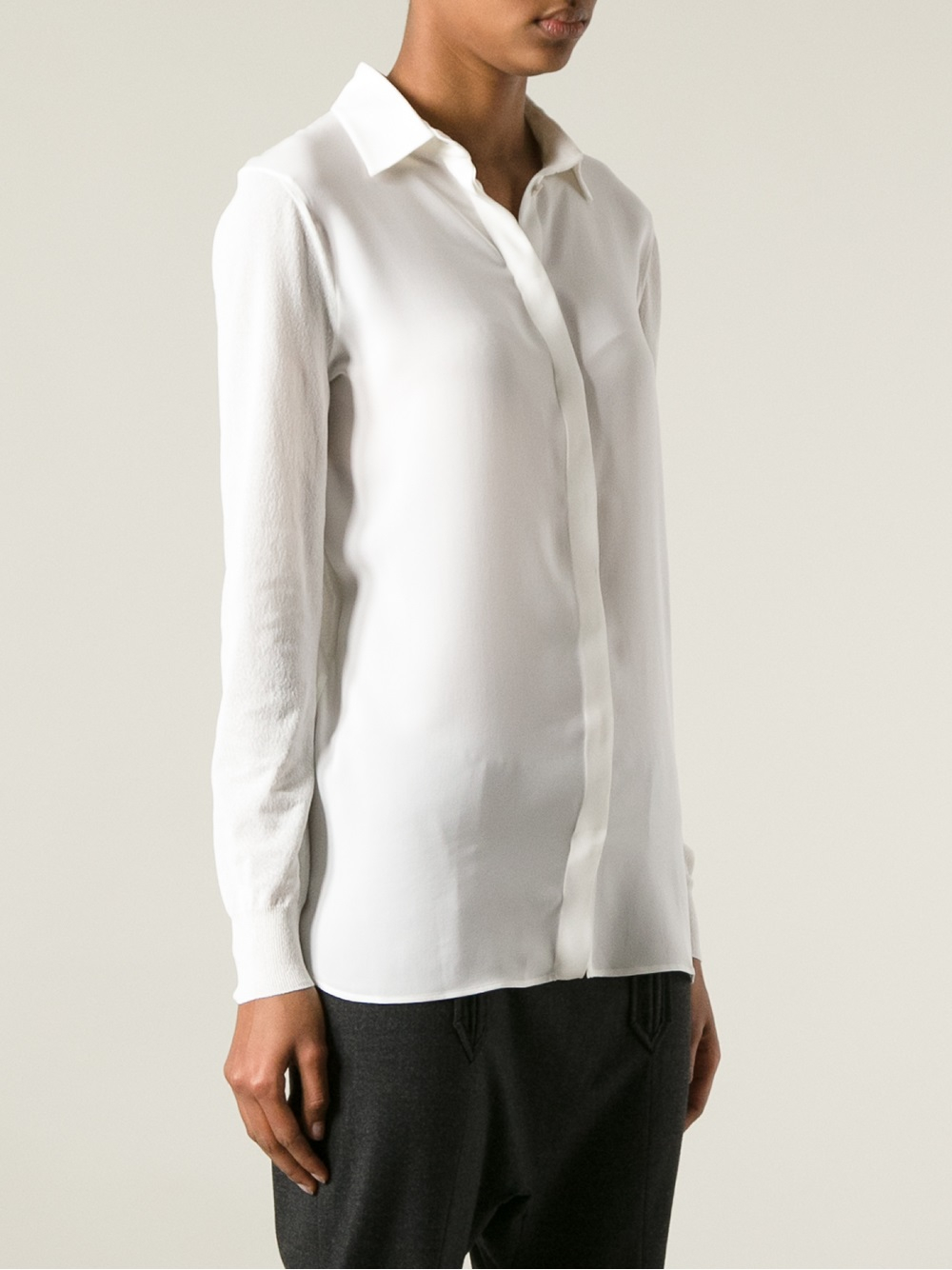 Gucci Long Sleeve Shirt in White - Lyst