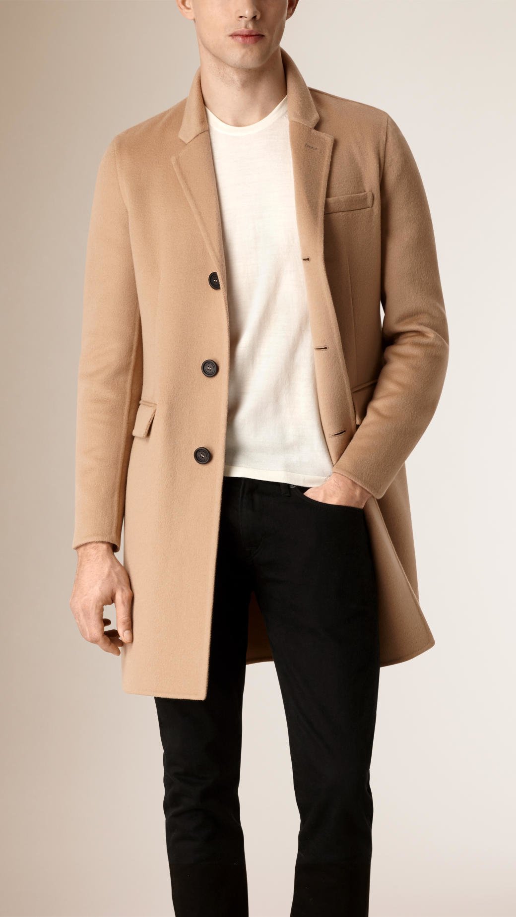 Lyst - Burberry Tailored Cashmere Coat in Natural for Men