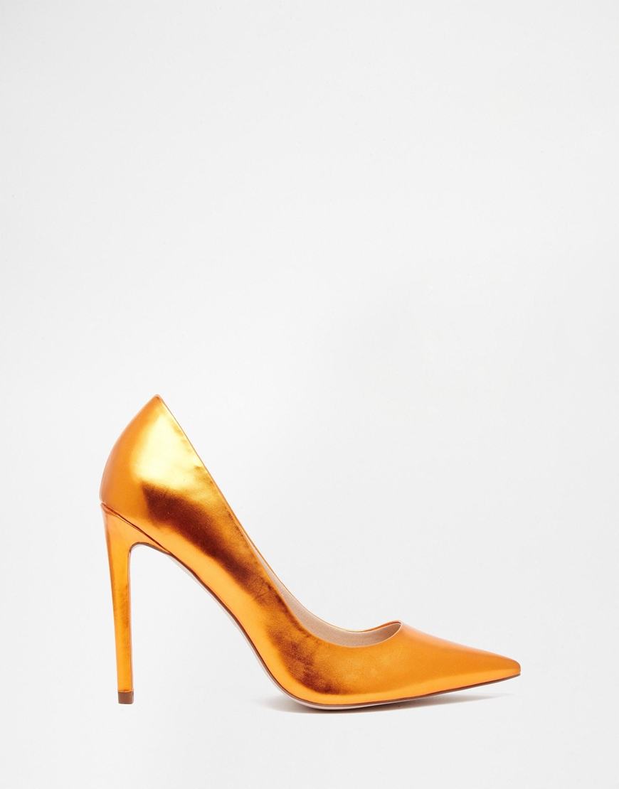 metallic orange heels