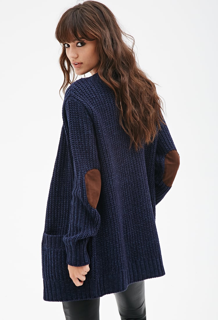 Forever 21 Chunky Knit V-neck Cardigan in Blue | Lyst