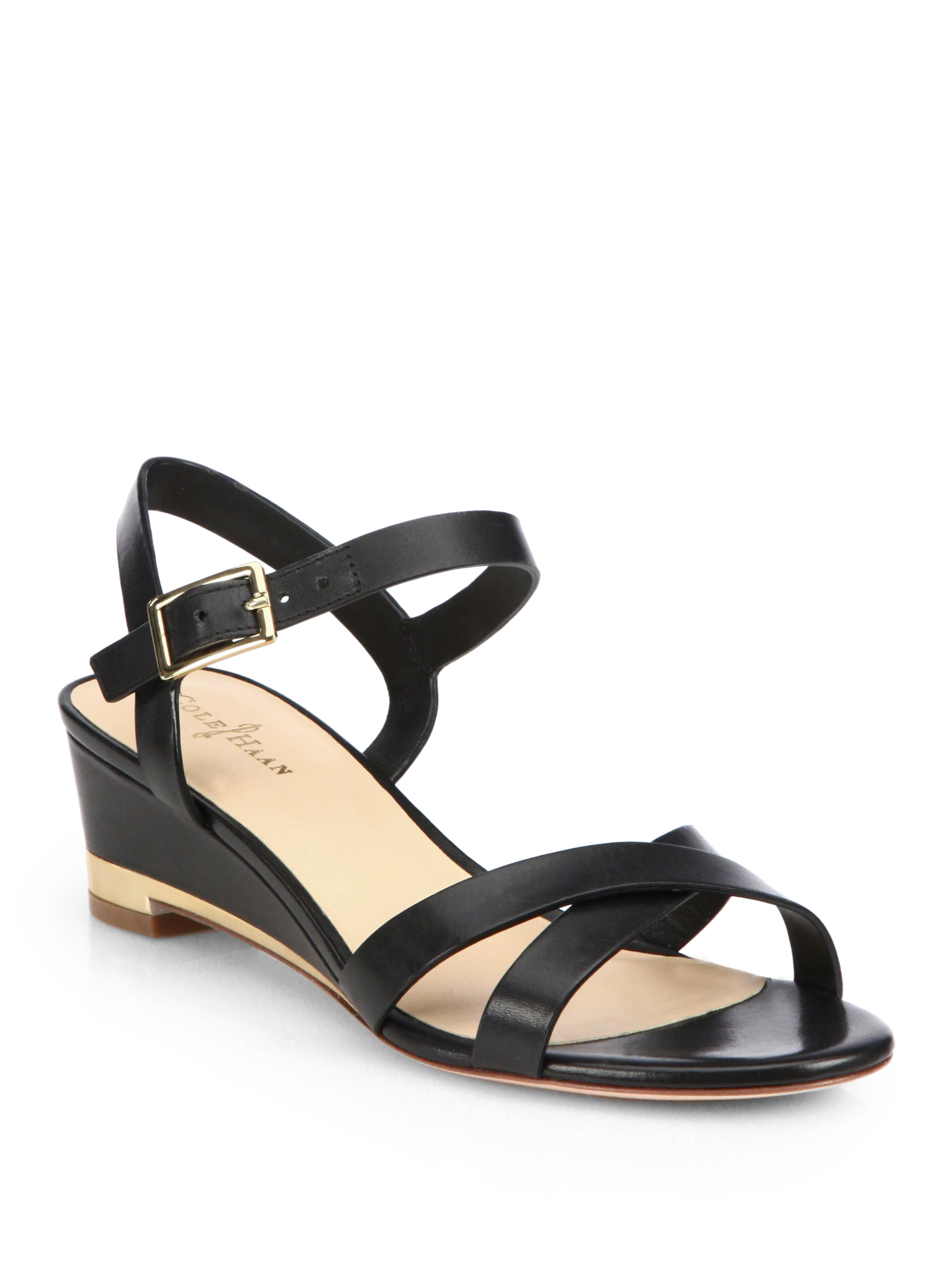 cole haan black wedge sandals