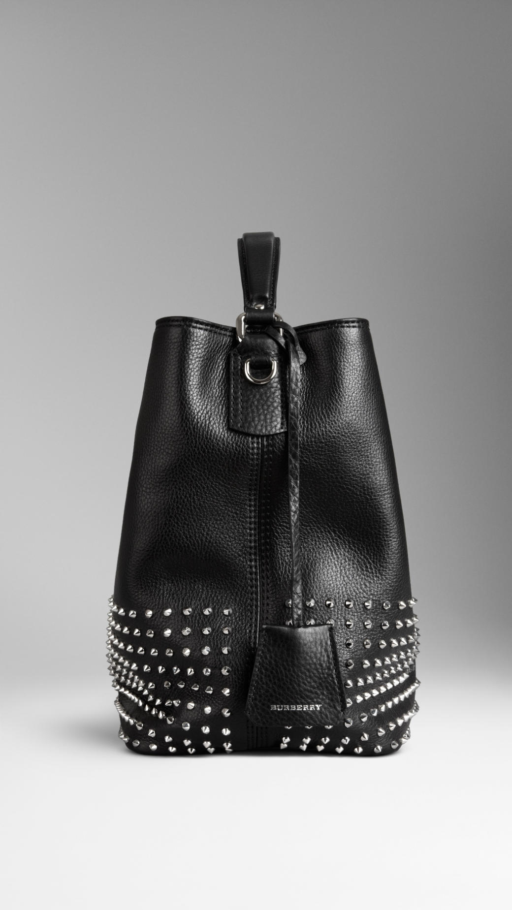 Burberry Medium Studded Leather Hobo Bag in Black - Lyst