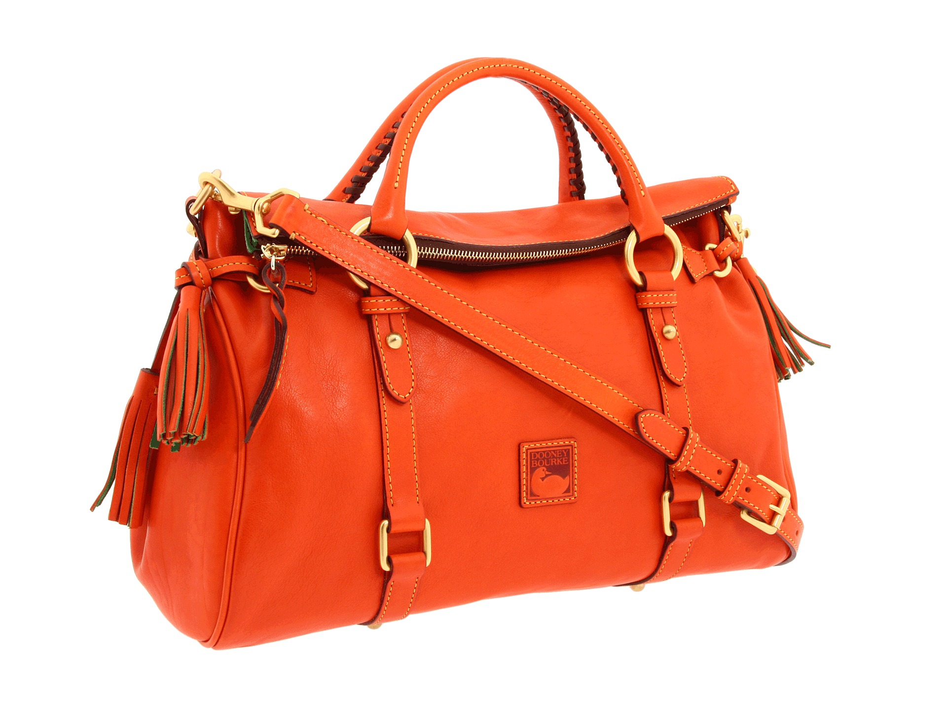 Dooney & Bourke Orange Florentine Logo Lock Shoulder Bag With 