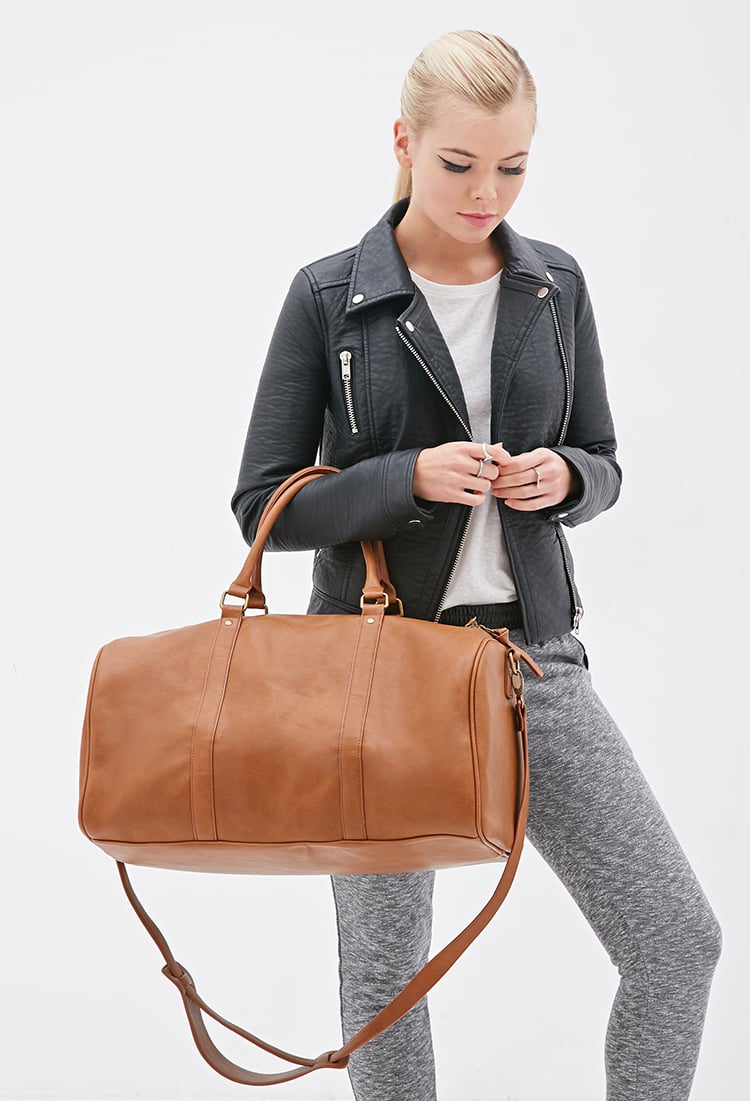 Forever 21 Faux Leather Duffle Bag in Tan/Gold (Brown) - Lyst