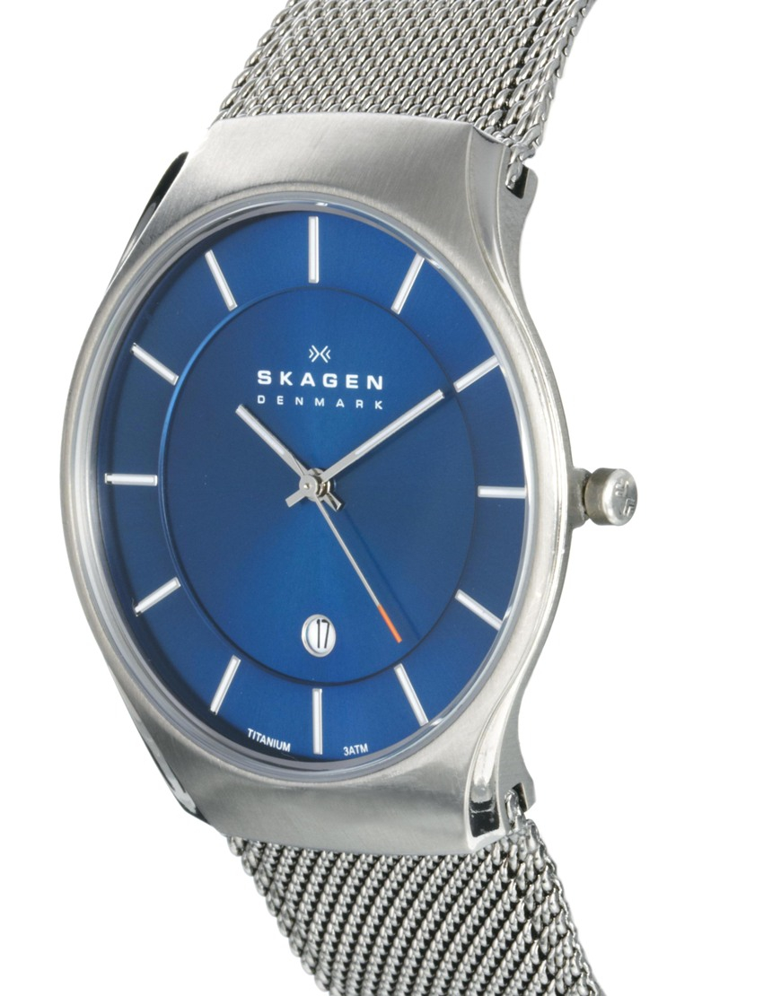 Skagen Watch 956xlttn Quartz Titanium Blue Dial In Silver
