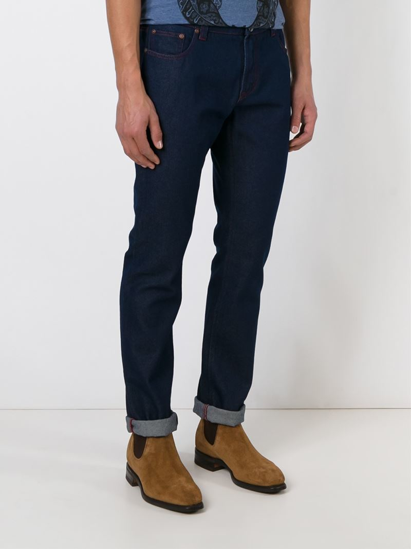 Etro Slim Fit Jeans in Blue for Men - Lyst