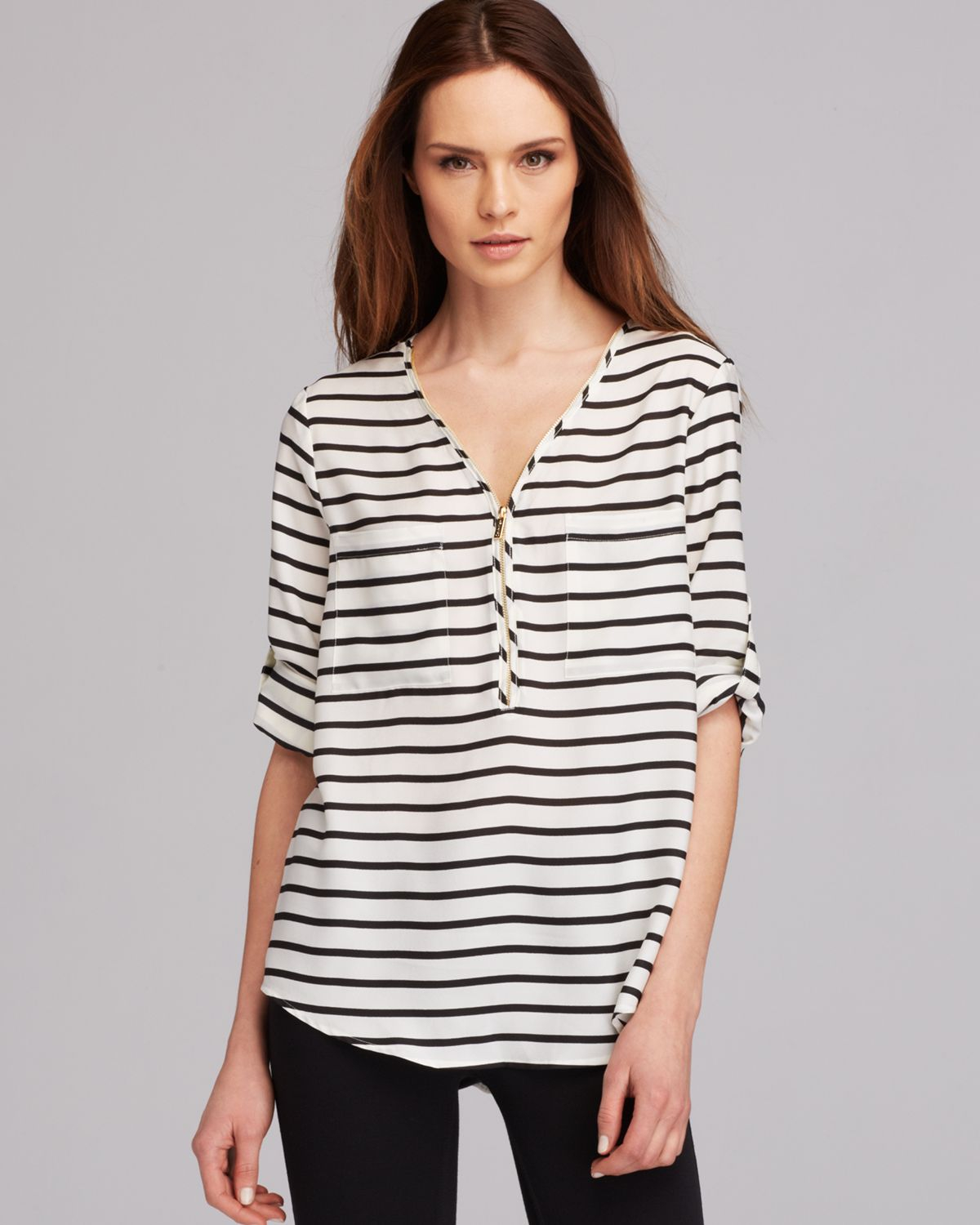 calvin klein black and white blouse