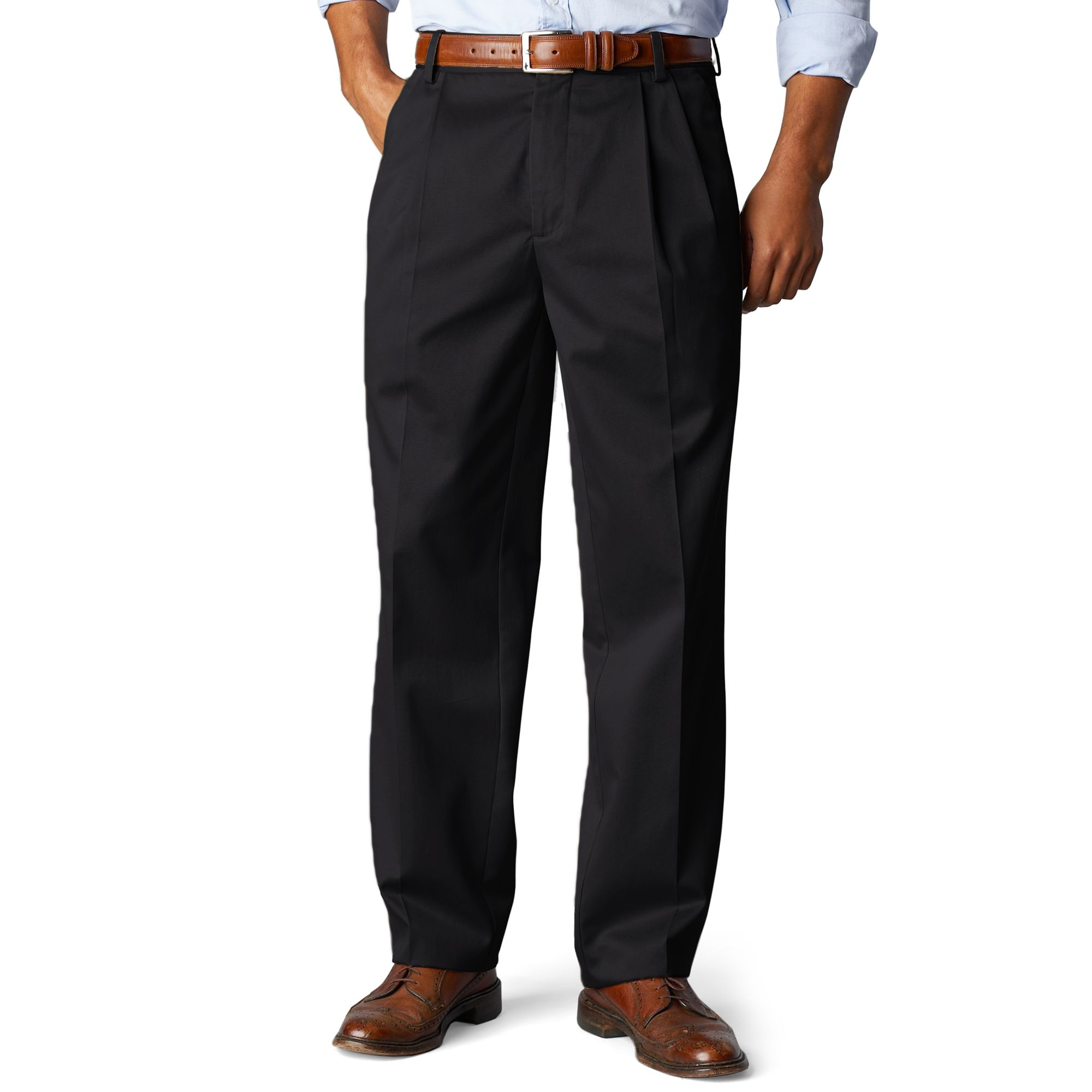 Dockers Signature Khaki Classic Fit Big And Tall Pleated Pants in Black ...