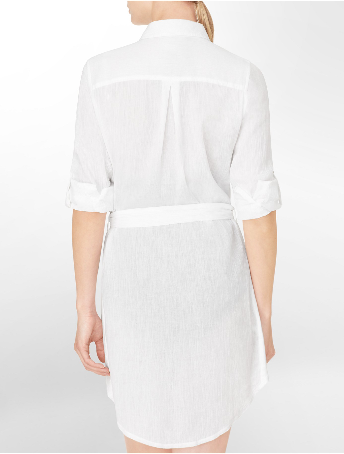 Lyst - Calvin Klein Shirt Dress Roll Up Sleeve Cover Up in White