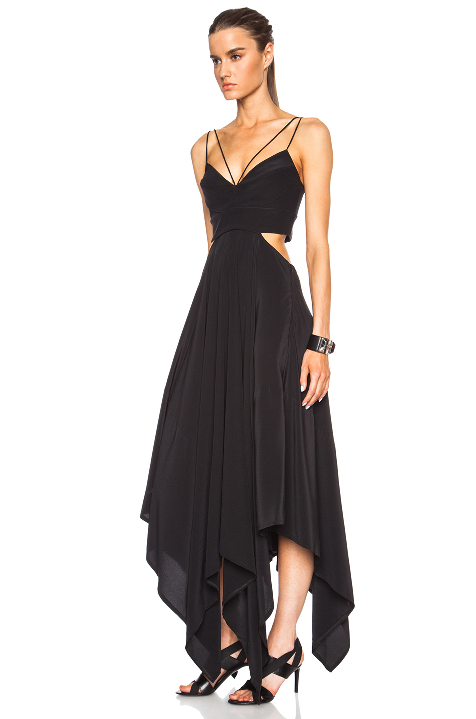 Lyst Nicholas Bonded Silk Scarf Hem Dress in Black