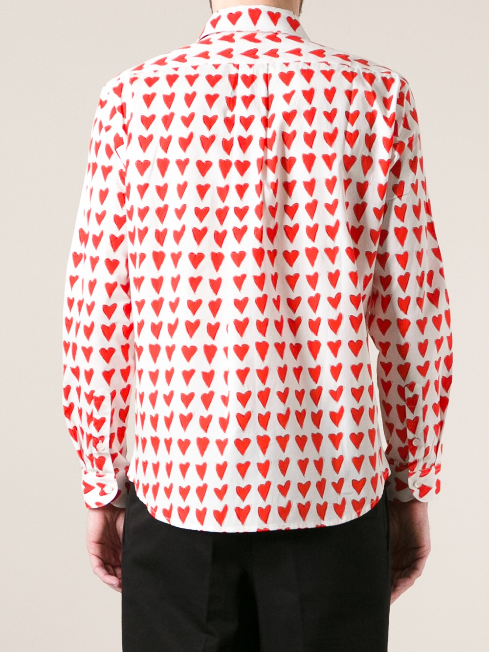 Peter Jensen Heart Print Shirt in Red for Men | Lyst