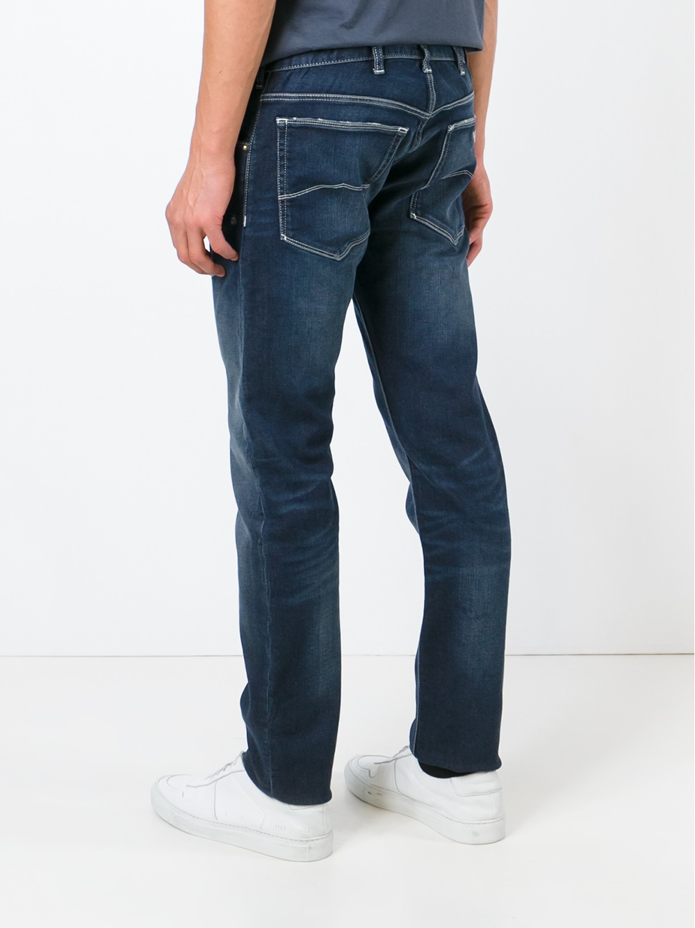 Armani Jeans Jeans With White Stitching in Blue for Men | Lyst