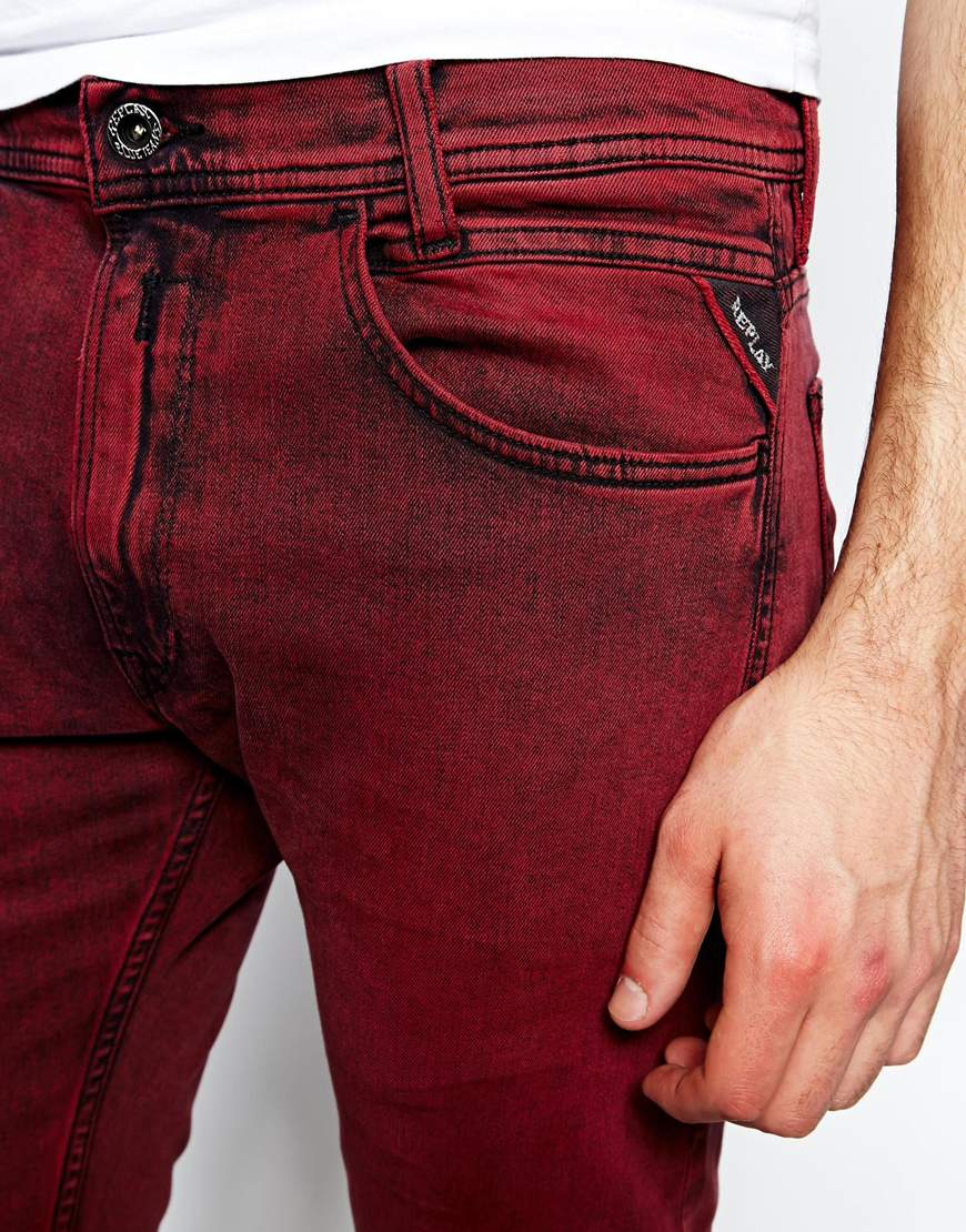 Bewust worden Ochtend uitblinken Replay Jeans Jondrill Skinny Fit Stretch Red Overdye for Men | Lyst