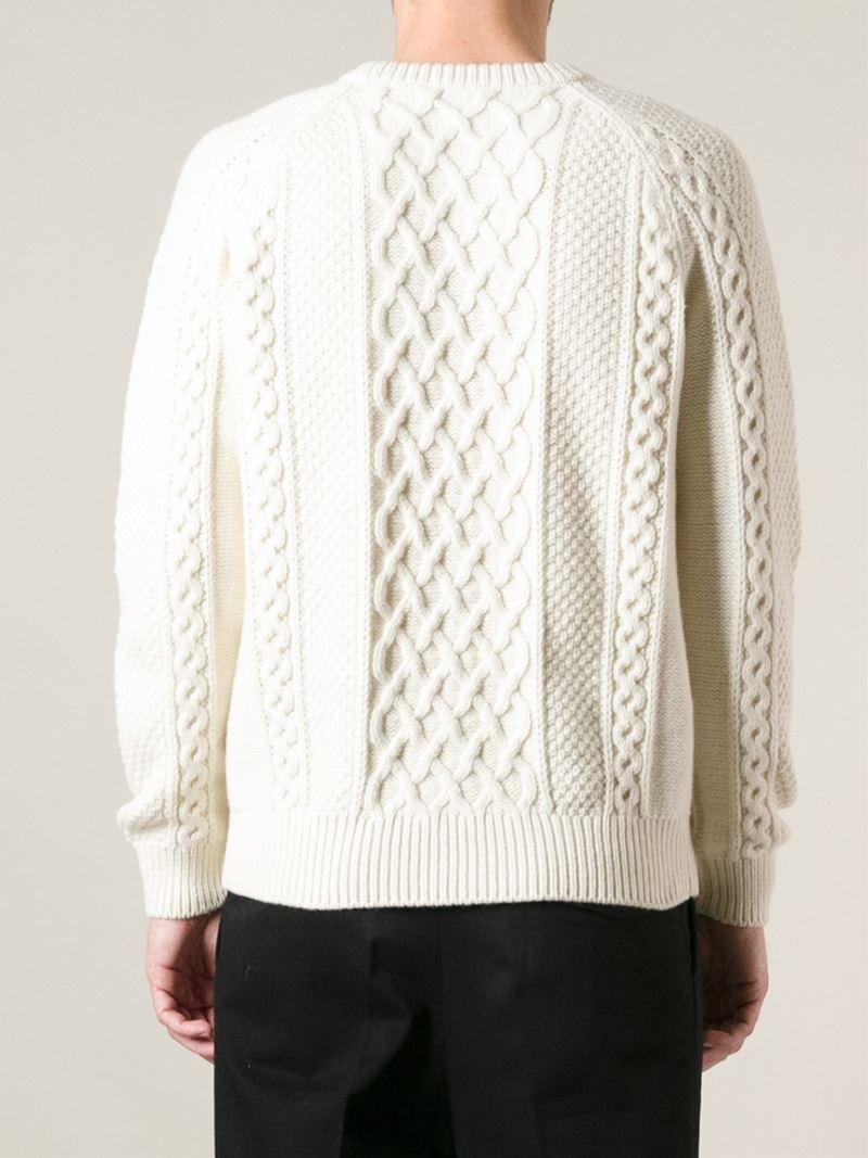 Alexander McQueen Skull Cable Knit Sweater in White for Men - Lyst