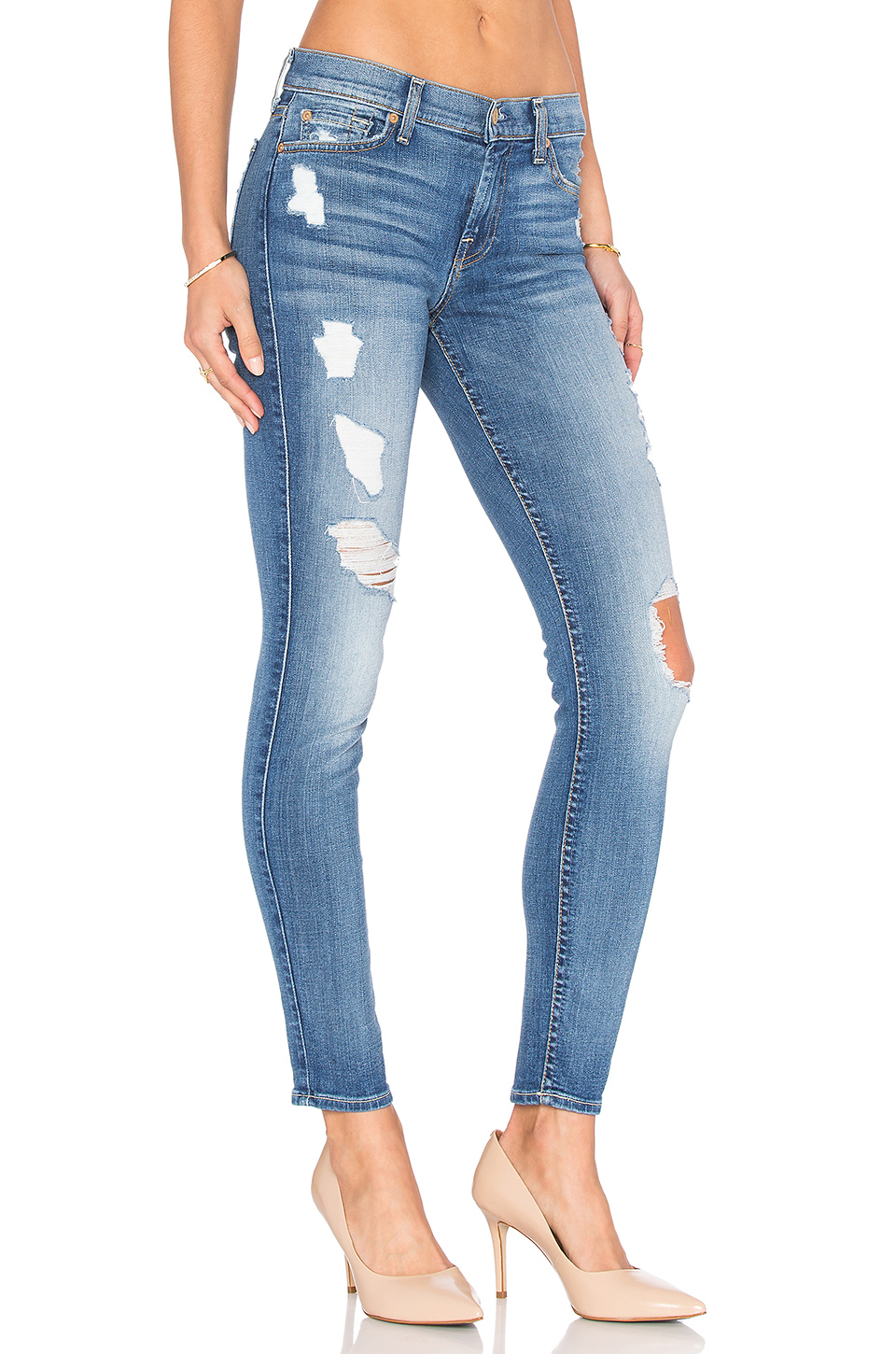 Lyst - 7 For All Mankind The Squiggle Destroy Skinny in Blue