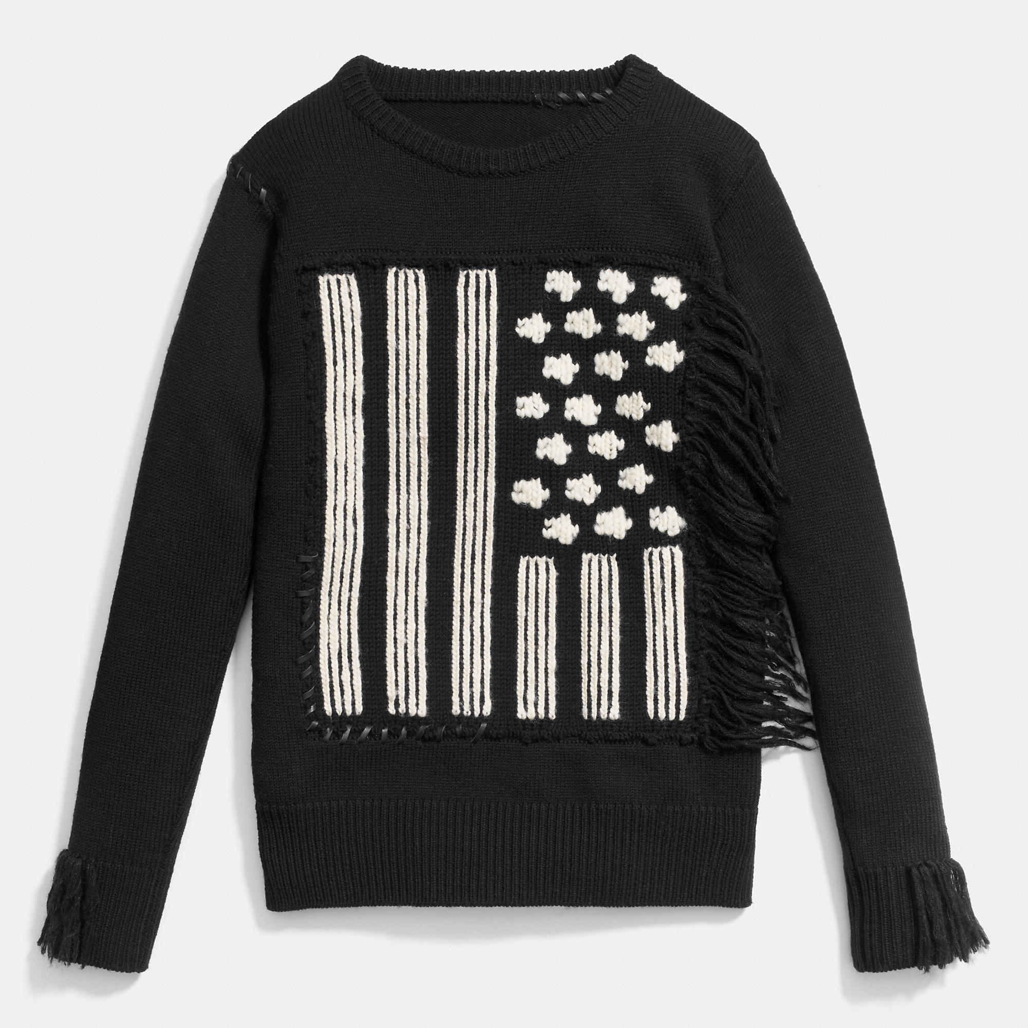 COACH Wool Flag Intarsia Sweater in Black - Lyst