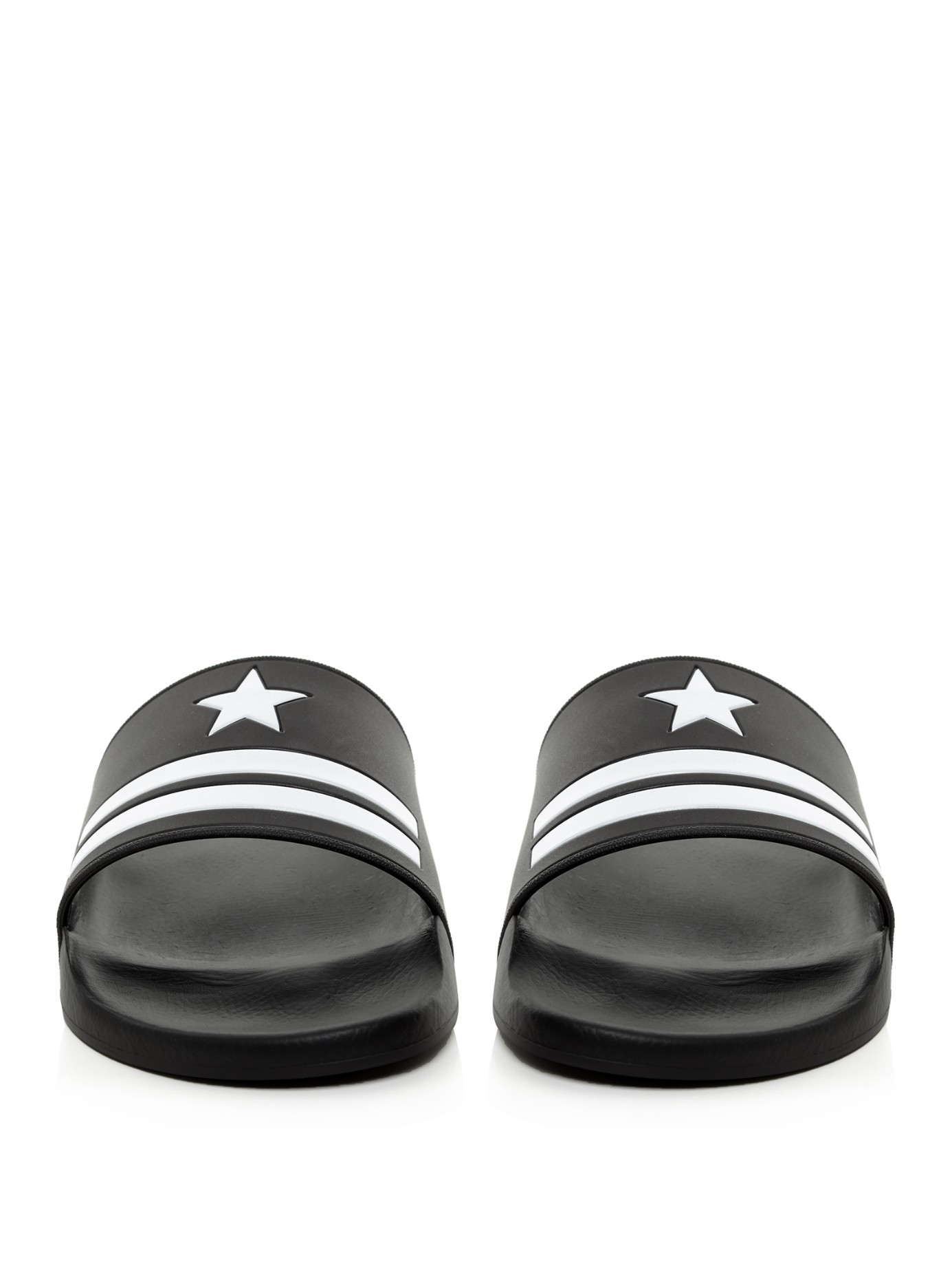 Givenchy Leather Star And Stripe-embossed Pool-slide Sandals in Black White (Black) for Men - Lyst