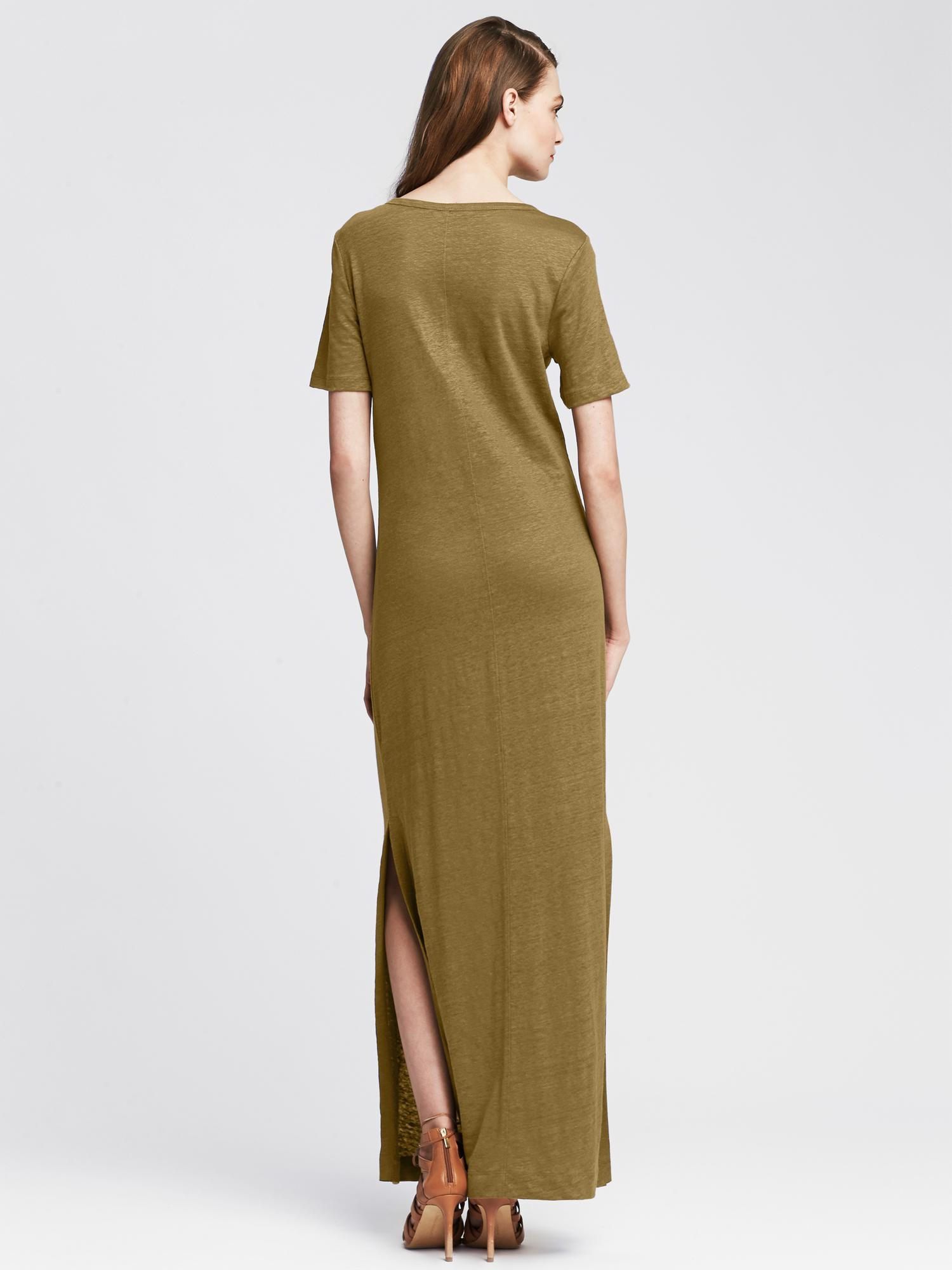 Banana Republic Heritage Linen Patio Dress In Vintage Olive Green