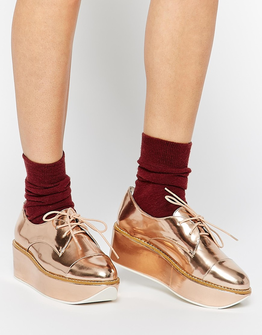 ALDO Quirta Rose Gold Flatform Shoes in Pink - Lyst