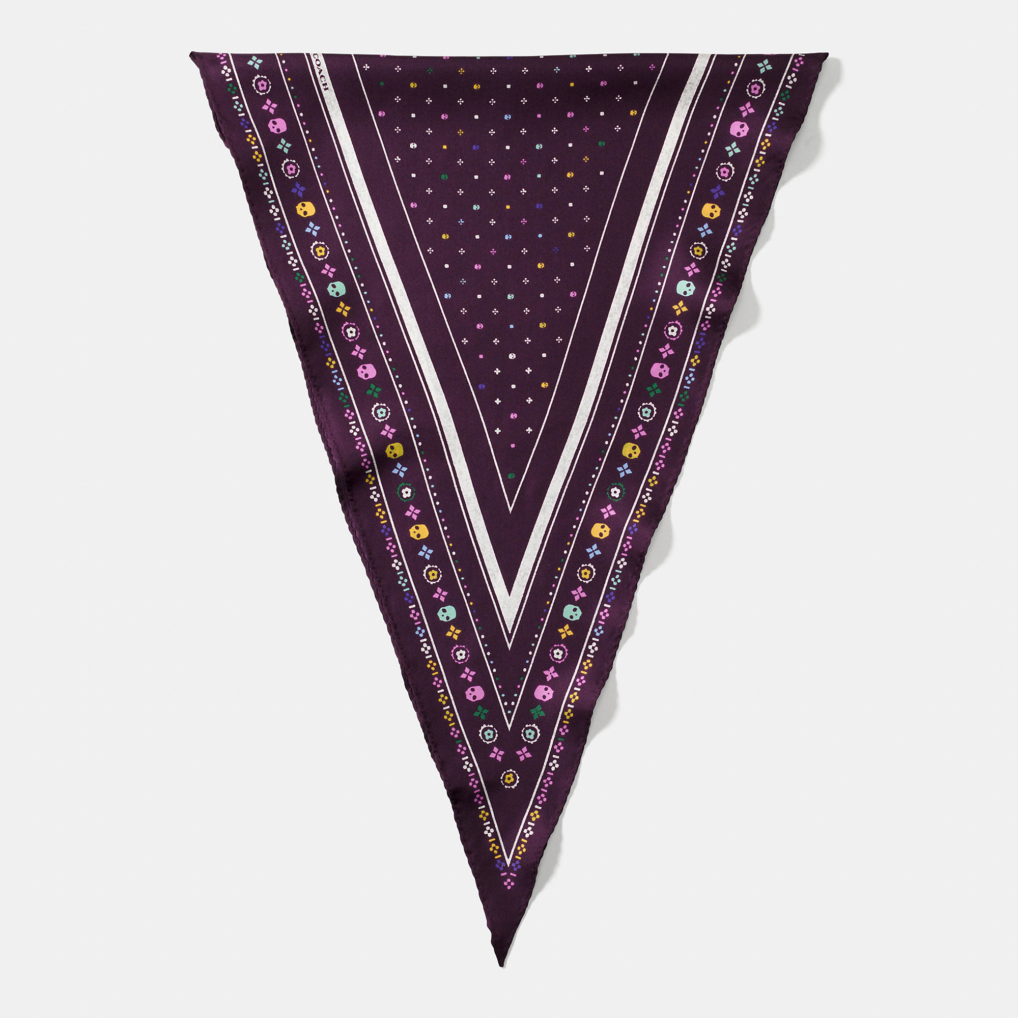 COACH Floral Silk Diamond Scarf in Purple - Lyst