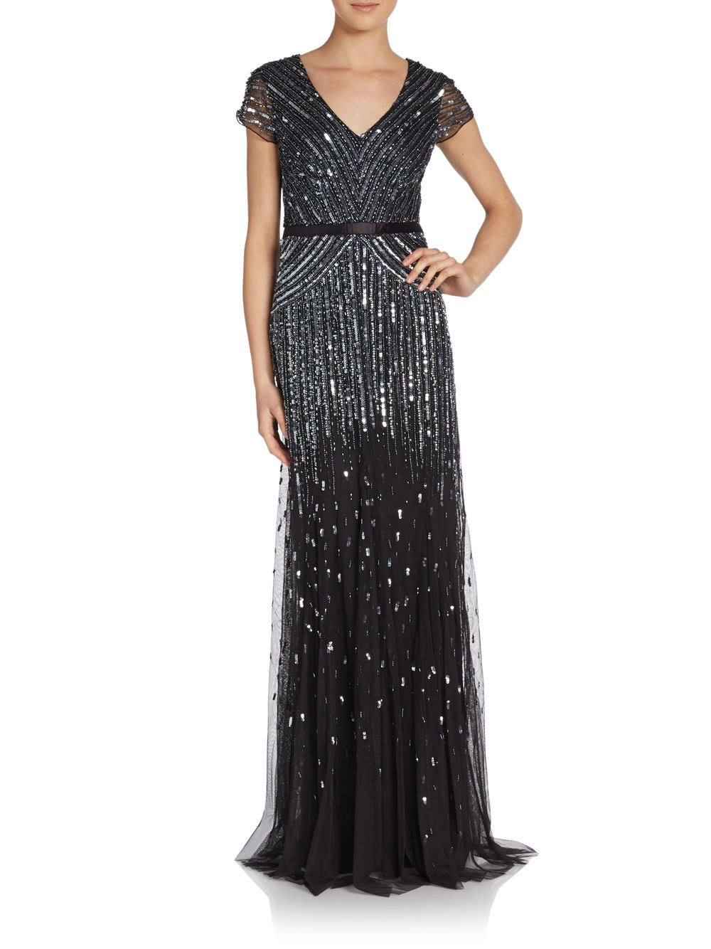 adrianna papell satin gown