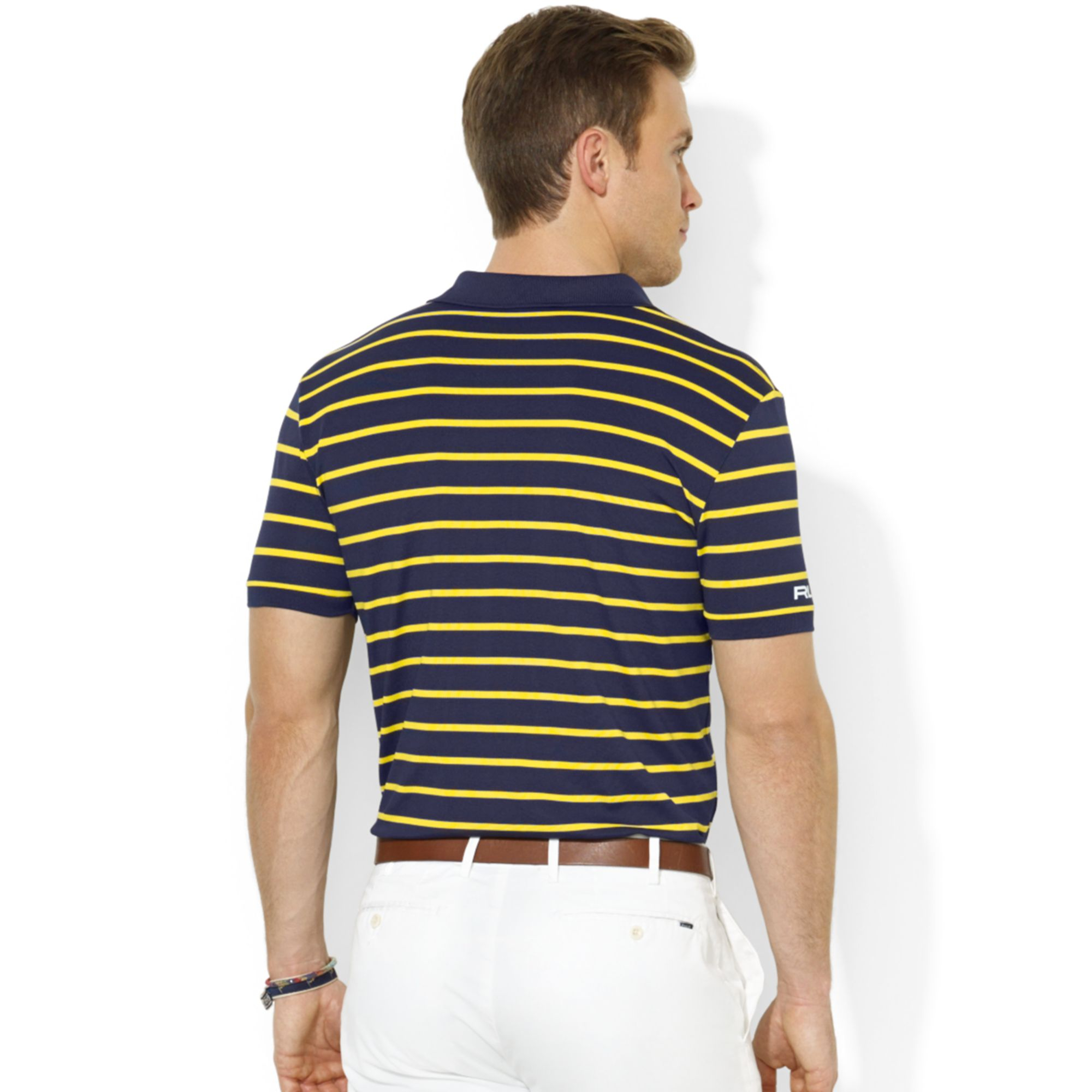 Lyst - Ralph Lauren Rlx Striped Stretch Pique Polo Shirt in Blue for Men