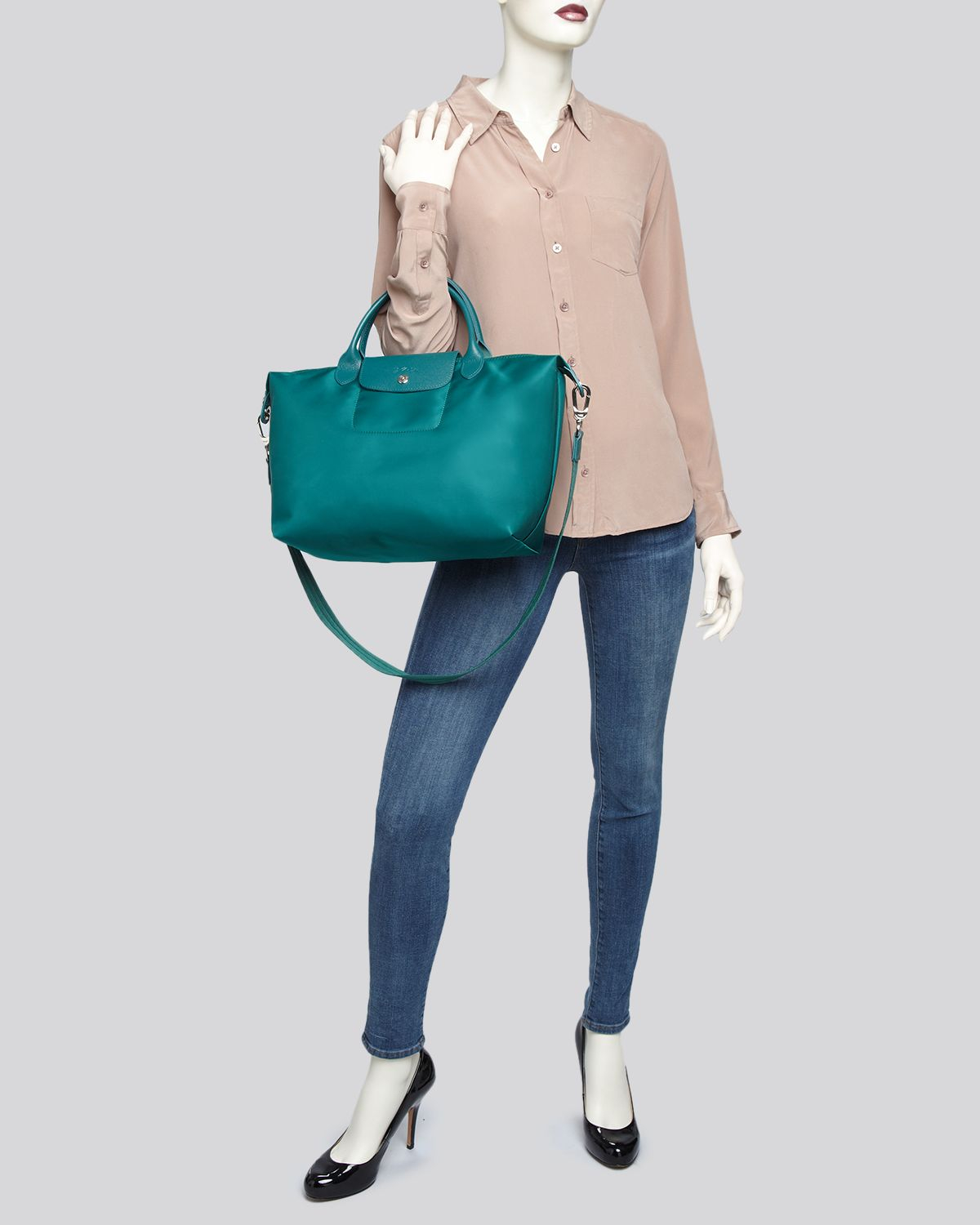 Longchamp Tote Le Pliage Neo Medium in Green | Lyst