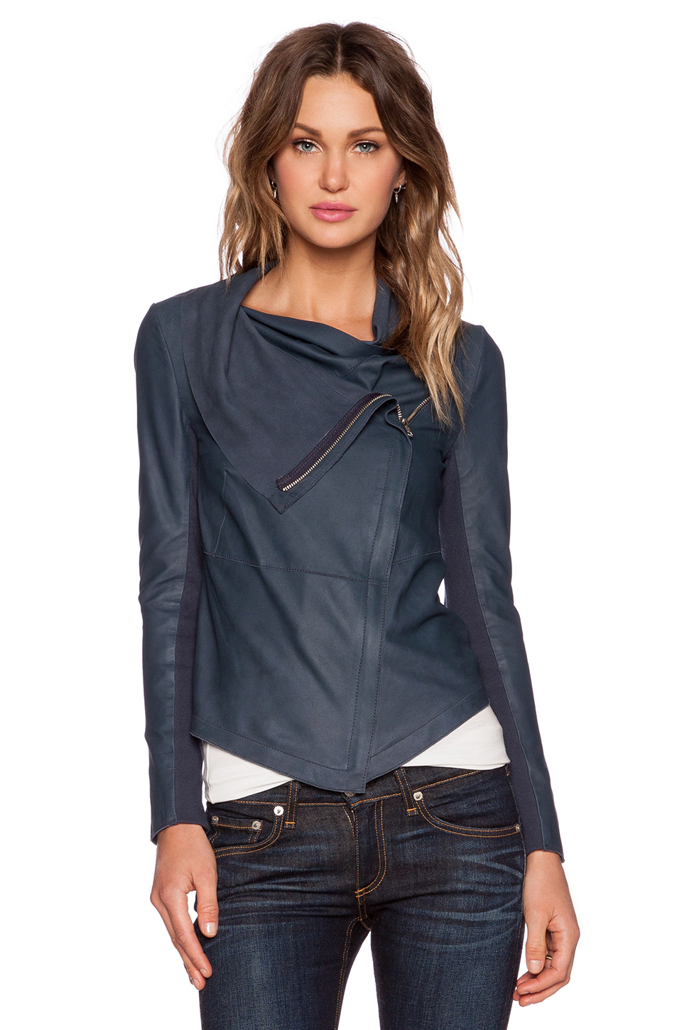 Muubaa Cite Drape Jacket In Blue Lyst
