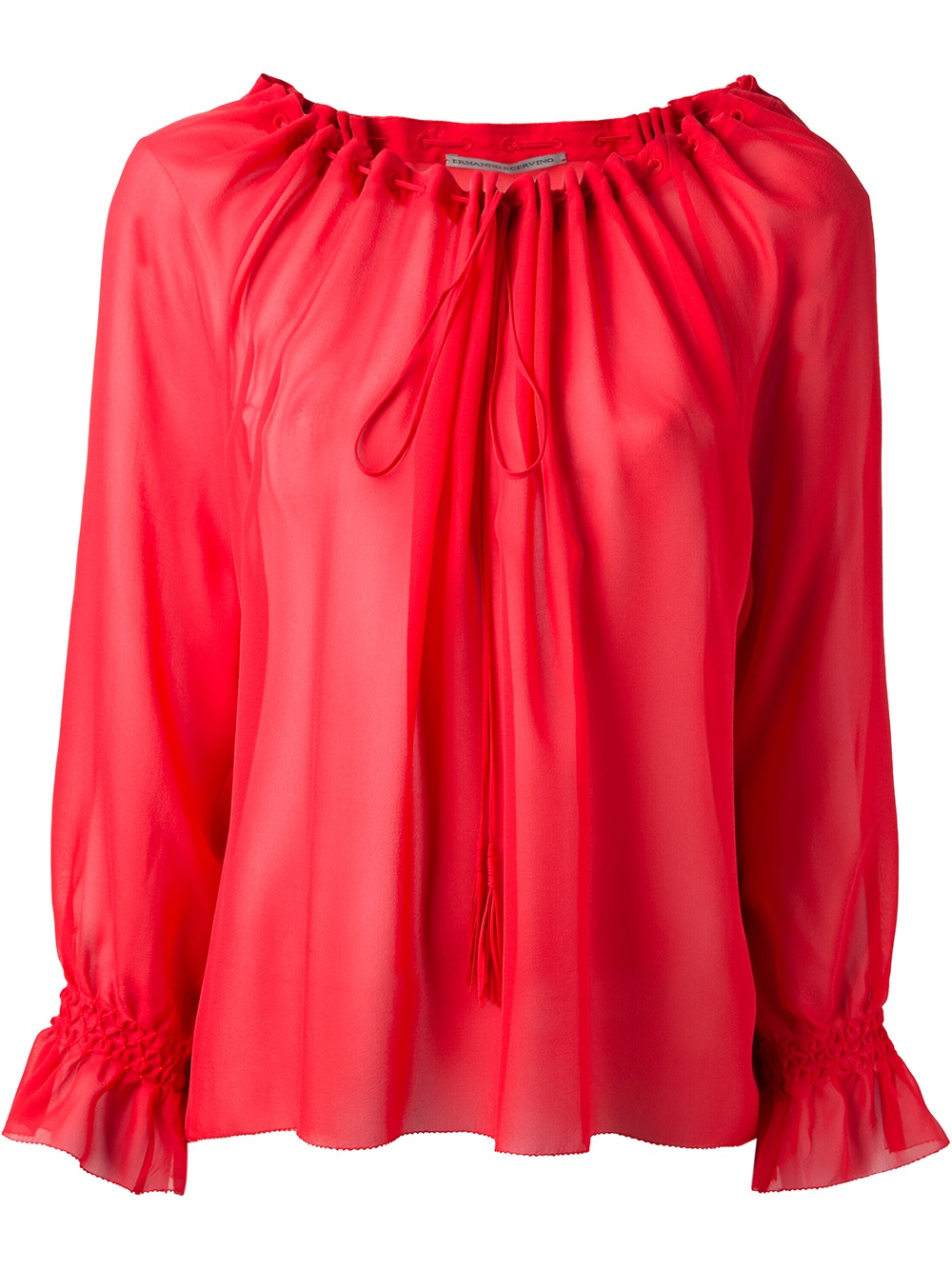 Ermanno Scervino Gathered Neckline Blouse in Red | Lyst