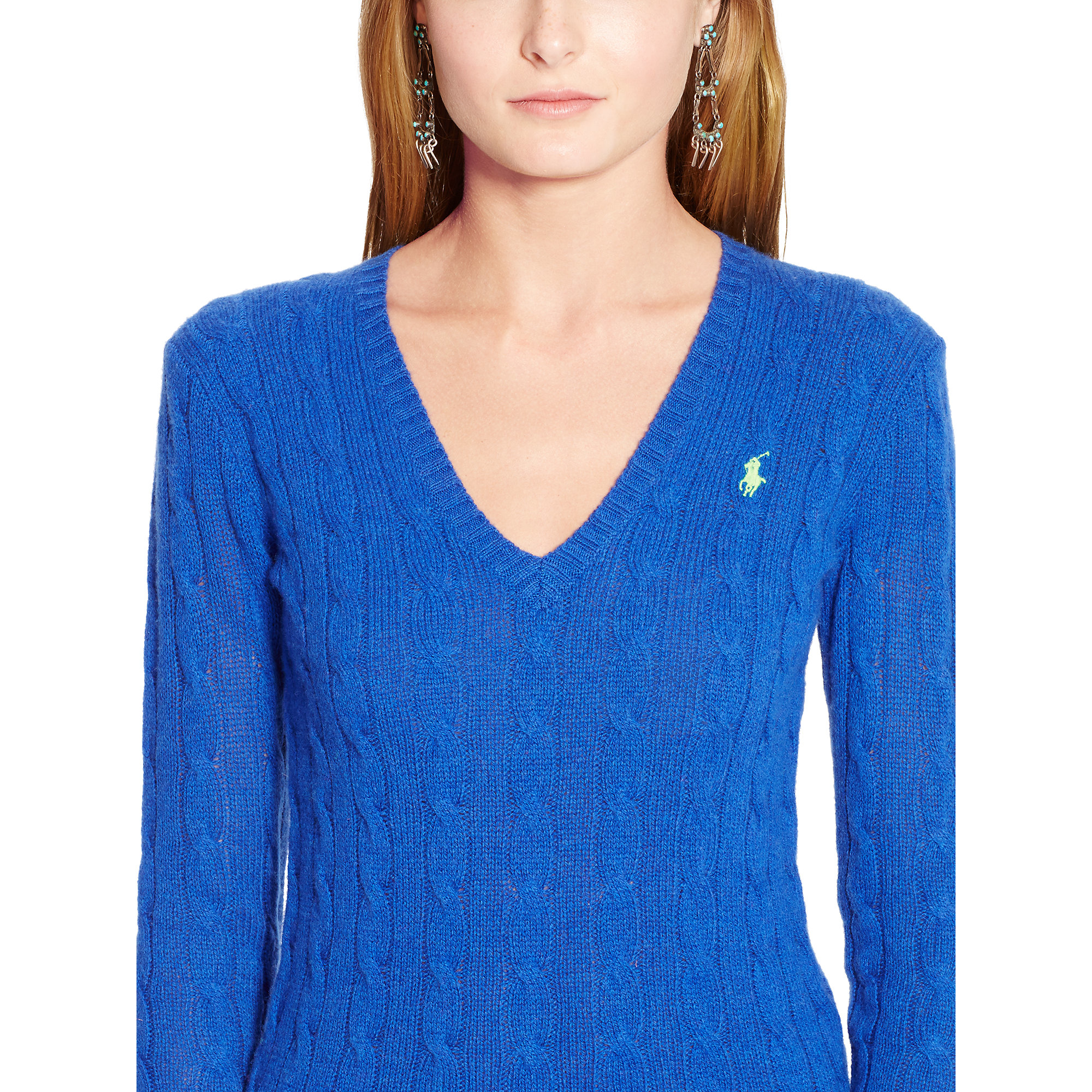 Lyst - Polo Ralph Lauren Wool Blend V-neck Sweater in Blue