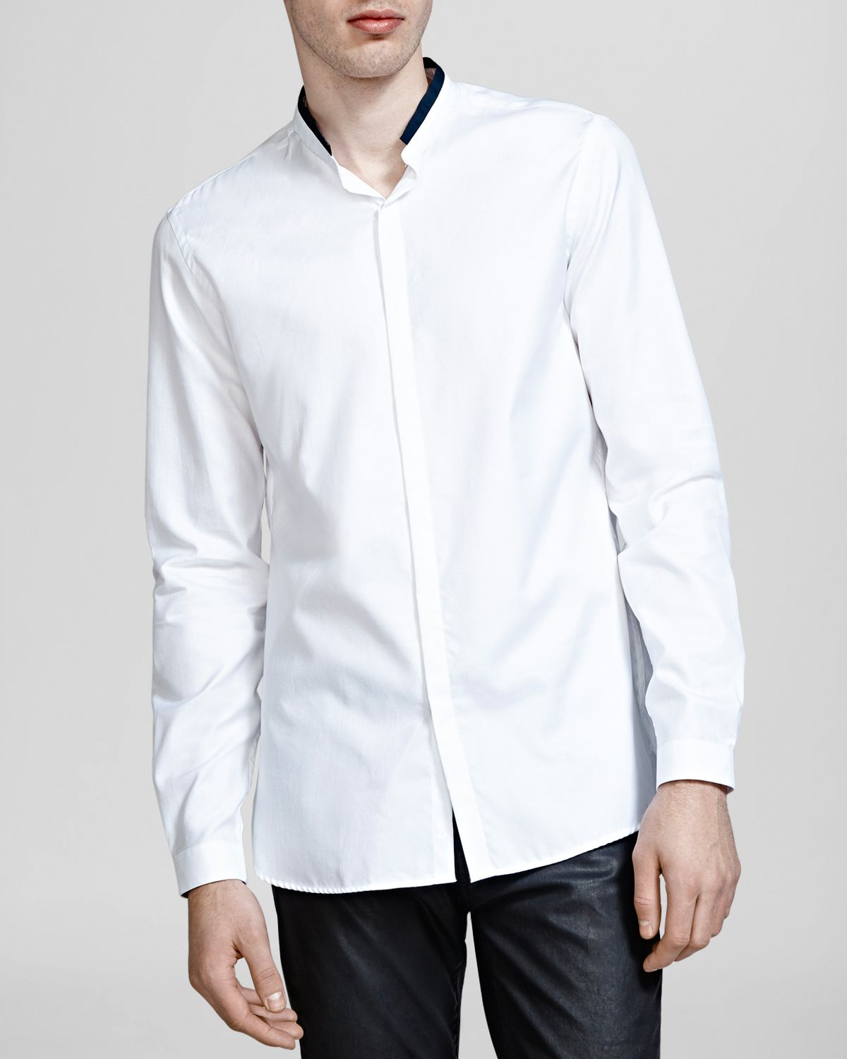 The Kooples Mens Mens Long-Sleeved Button-Down Shirt with a Classic Collar and Relaxed Fit