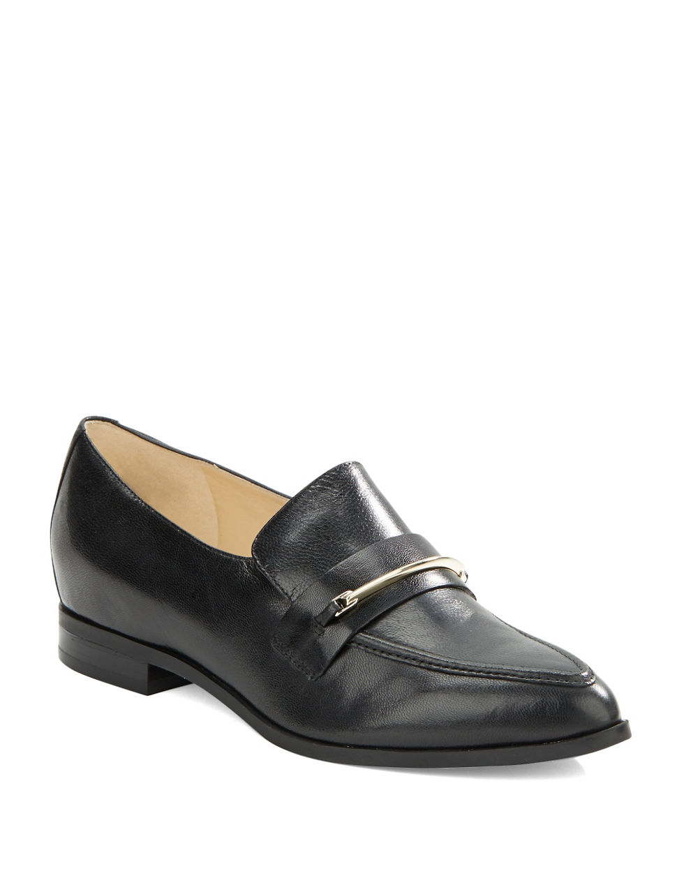 Nine West Oxidize Leather Loafers in Black - Lyst