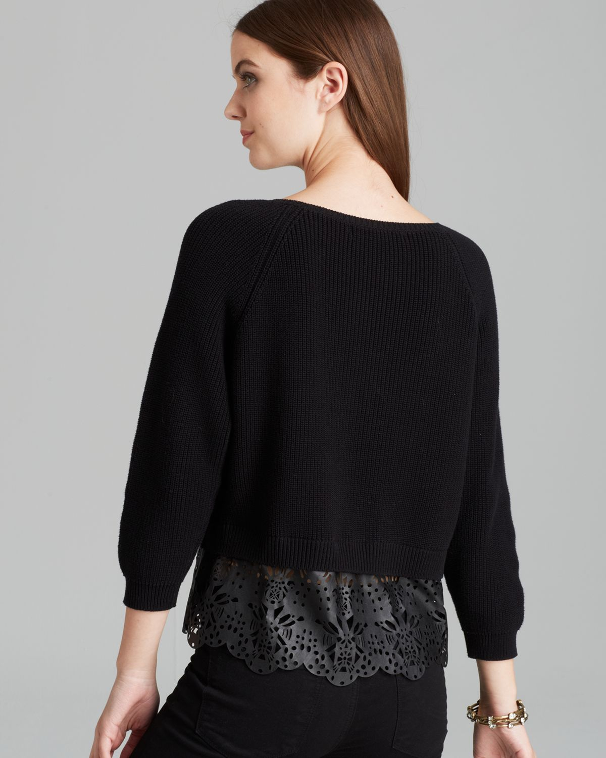 French Connection Sweater Irene Knits Laser Cut in Black Lyst