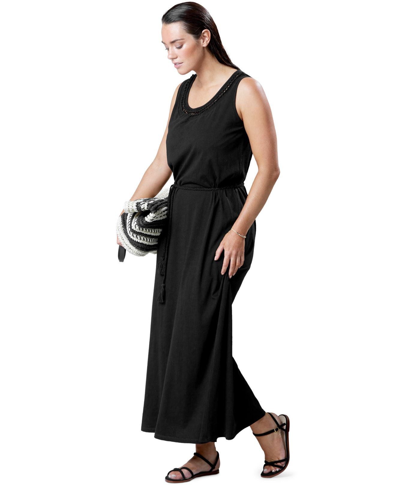 Lyst - Violeta By Mango Plus Size Sleeveless Belted Maxi Dress in Black