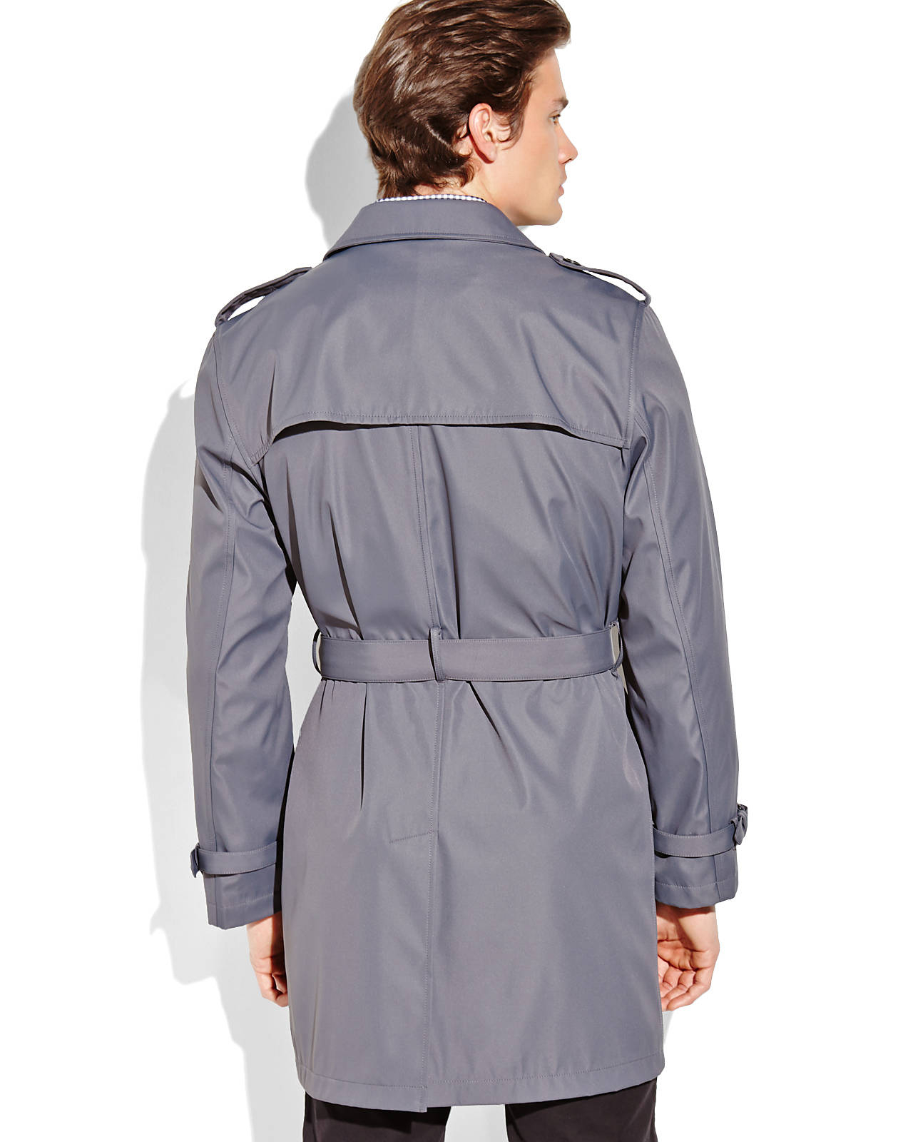 cole Grey DoubleBreasted Trench Coat in Gray for Men Lyst