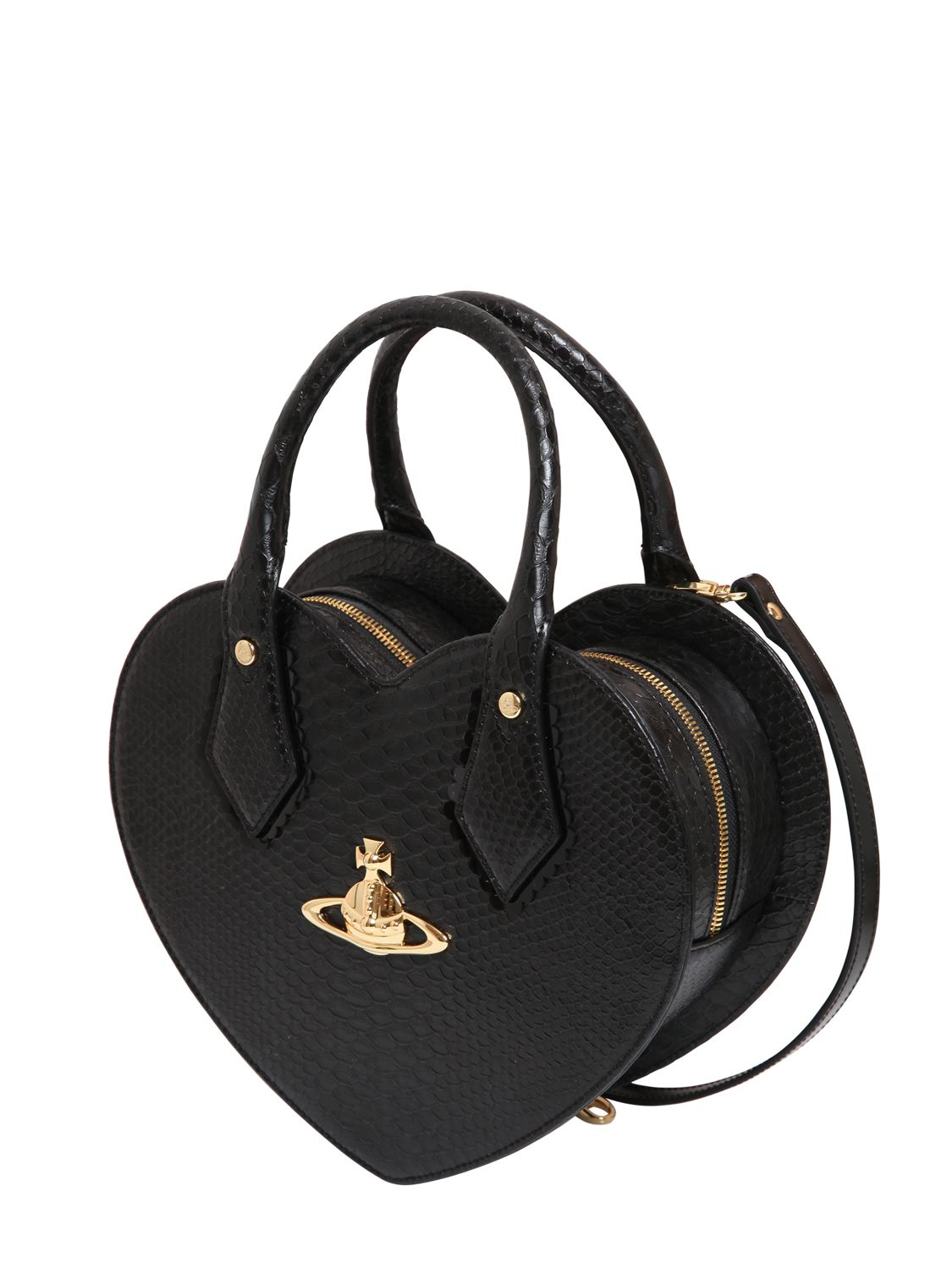 Vivienne Westwood Heart Snake Embossed Faux Leather Bag in Black - Lyst