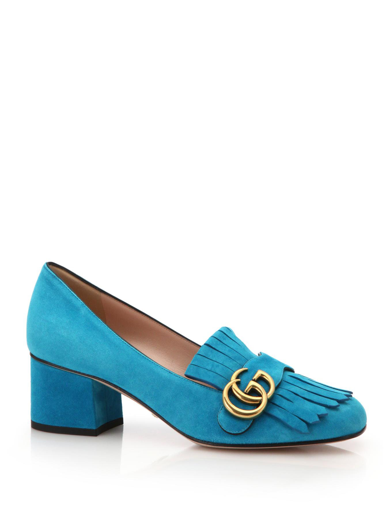 Gucci Marmont GG Suede Pumps in Blue | Lyst