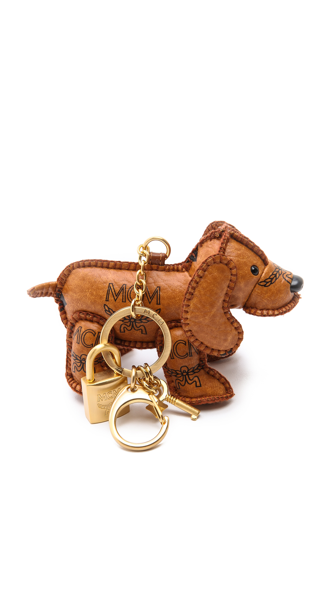 MCM Dog Bag Charm Key Ring Keychain Brown Used