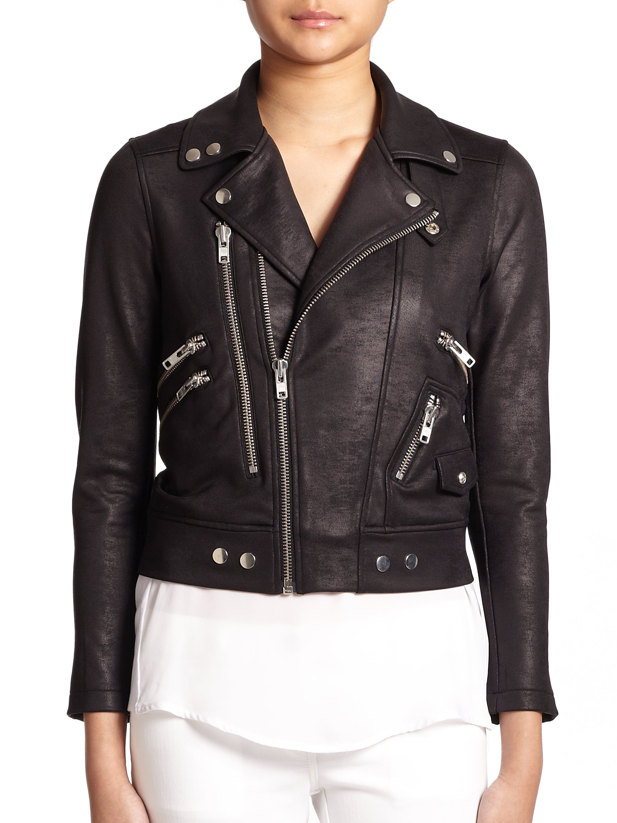 The Kooples Faux-Leather Moto Jacket in Black - Lyst