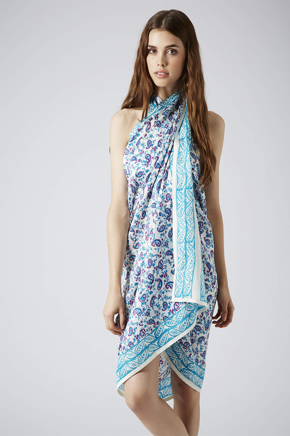 TOPSHOP Key To Freedom Silk Sarong in Turquoise (Blue) - Lyst