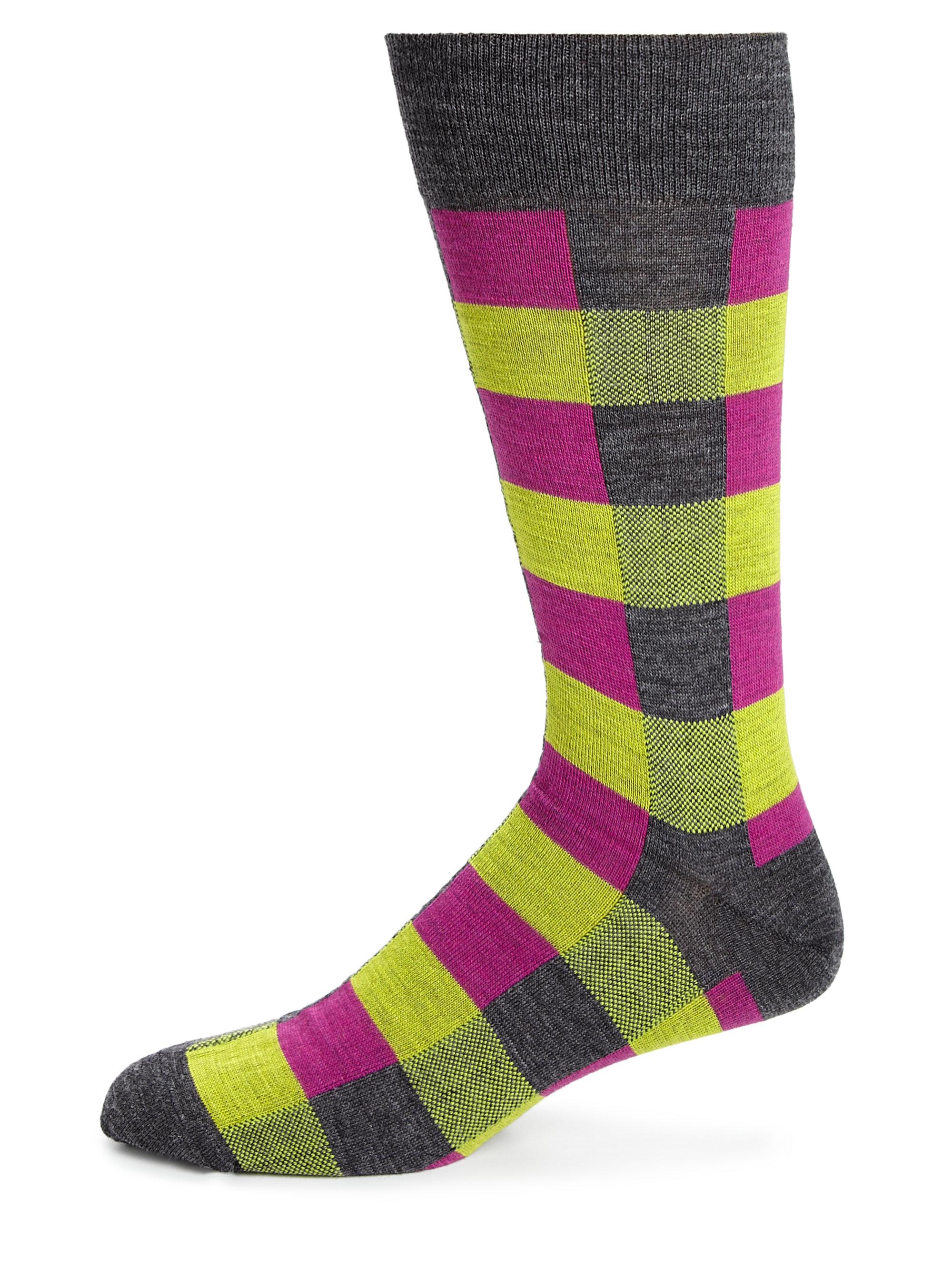 Saks Fifth Avenue Merino Wool-blend Checkered Socks in Pink for Men - Lyst