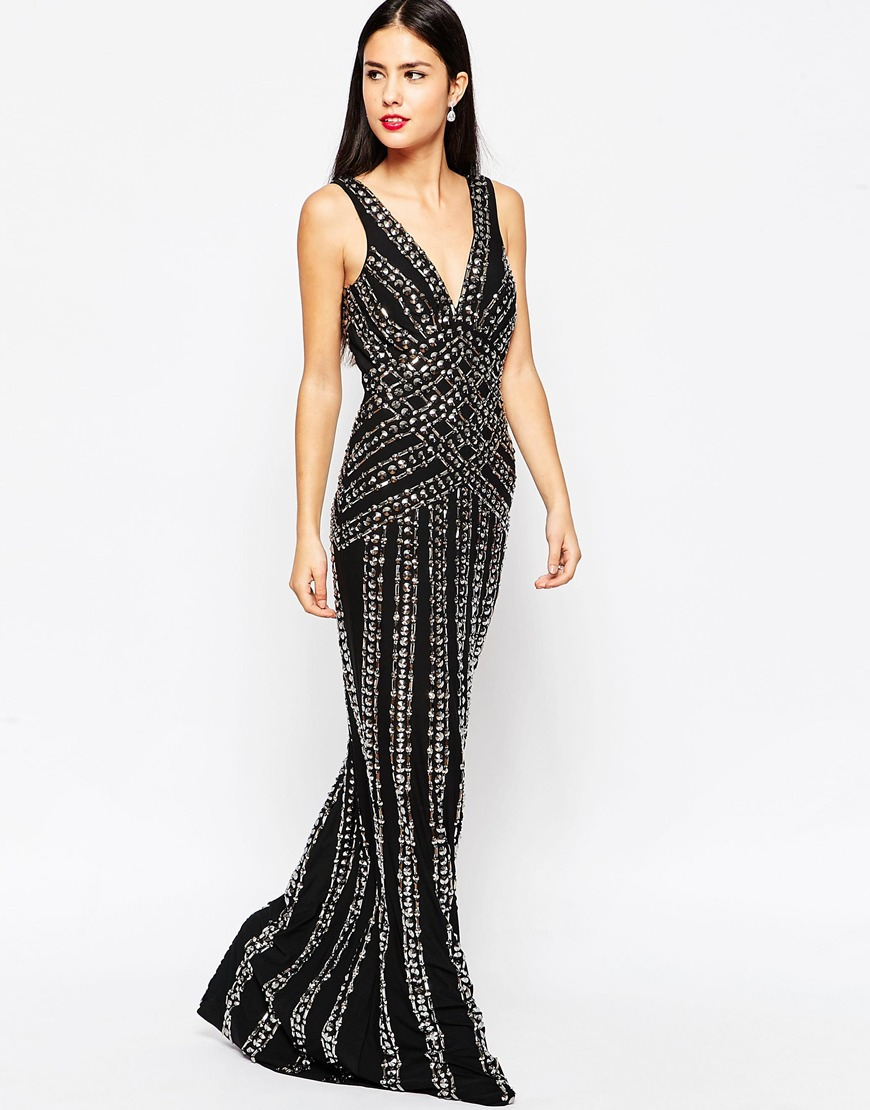 black beaded maxi dress
