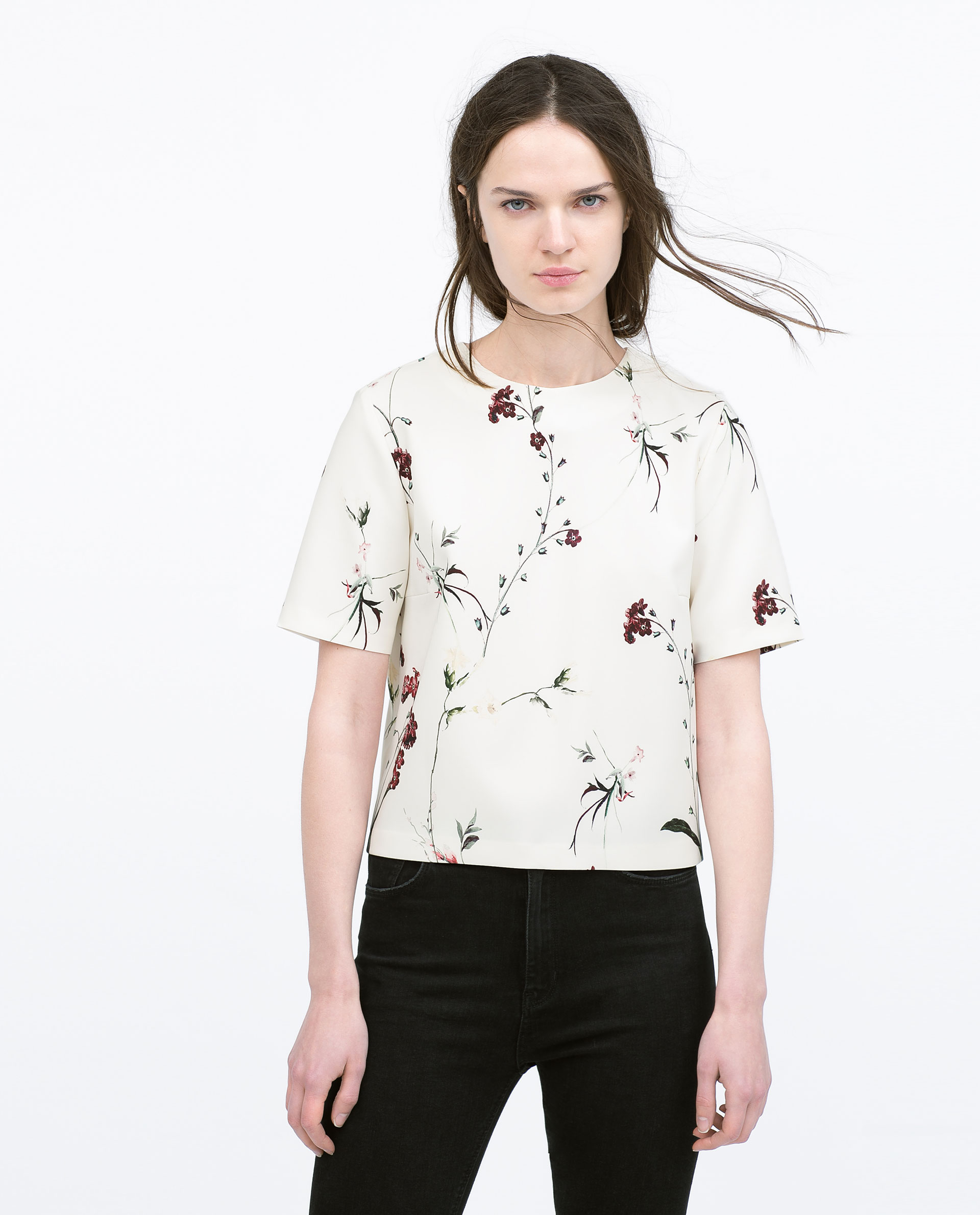 Zara Printed Top in White (Offwhite) Lyst