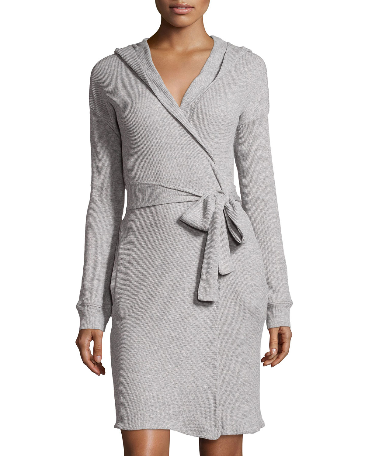 Lyst - Skin Waffle-knit Hooded Robe in Gray