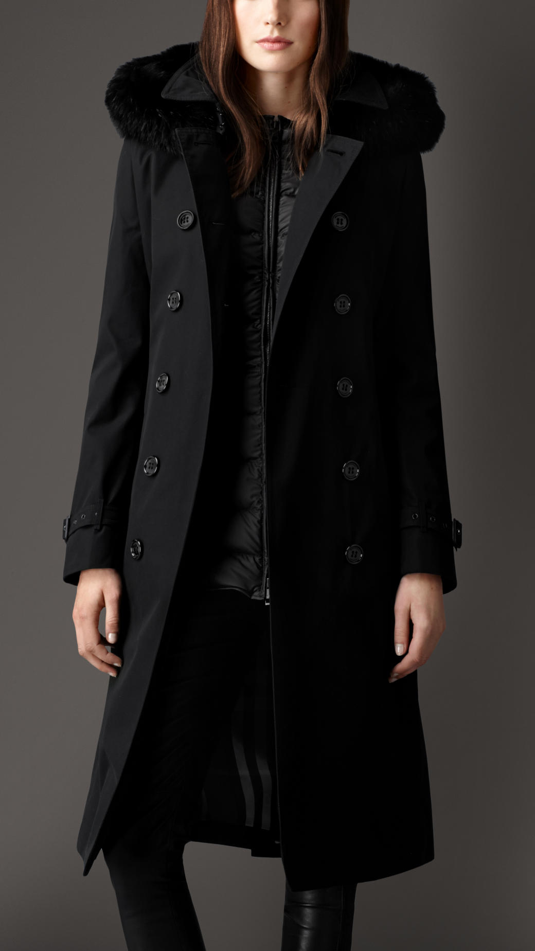 burberry black coat with fur