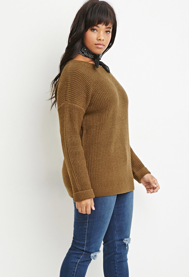 plus size waffle knit sweater